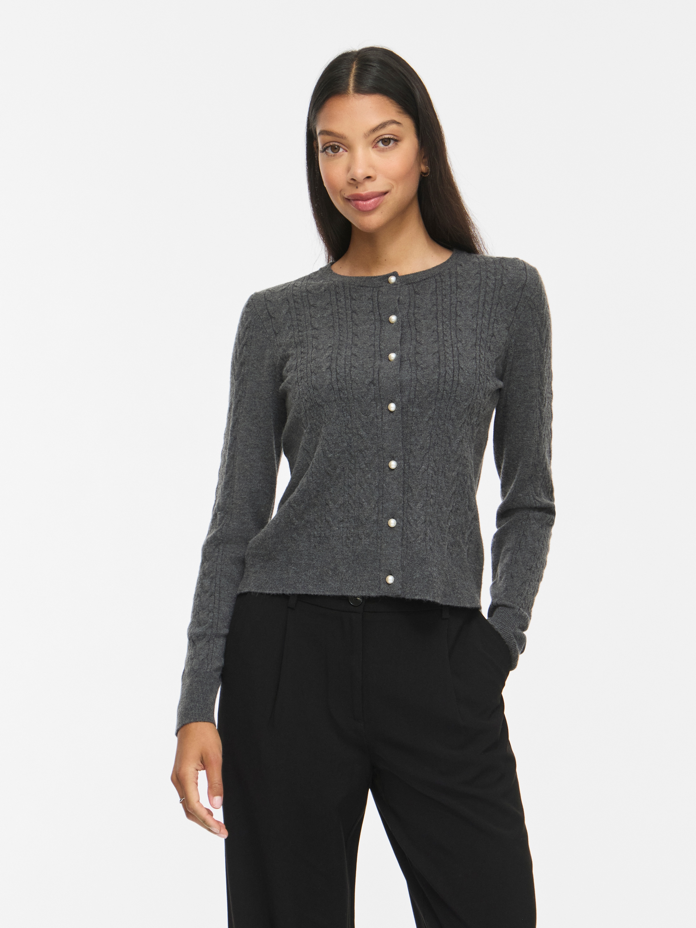 Vila Strickjacke "VIKERRY CABLE L/S KNIT CARDIGAN-NOOS" Materialmix, normal geschnitten