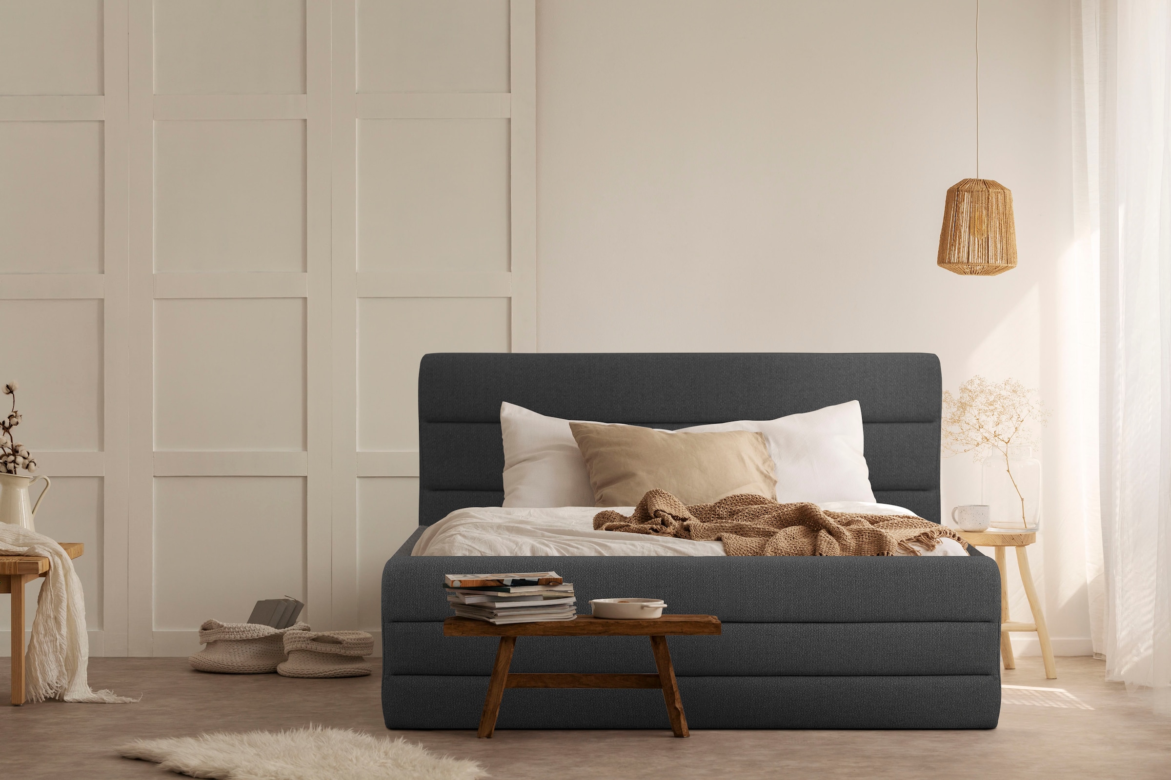 Home affaire Polsterbett "Merrit" Quernaht im Kopf- und Fußteil, in 5 Breit günstig online kaufen