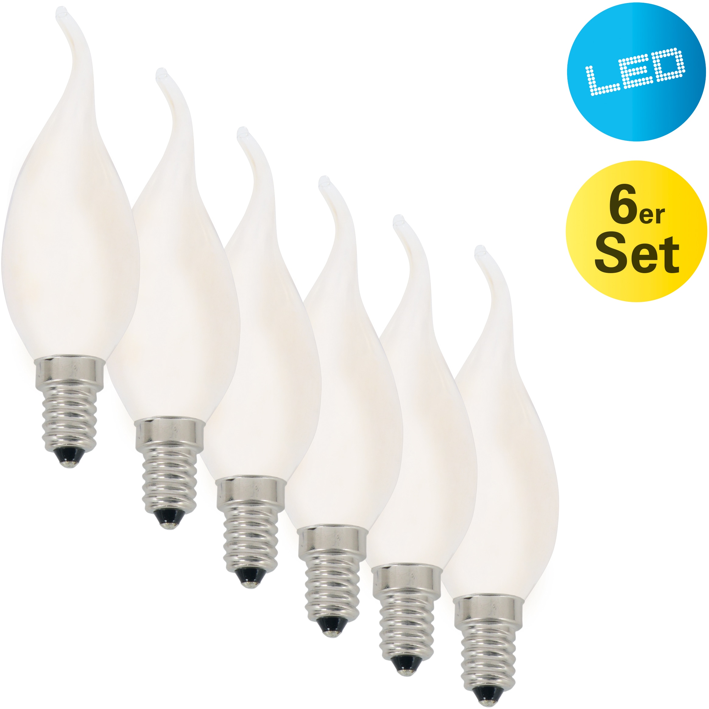 St., 6 LED-Leuchtmittel »Windstoß«, LED BAUR Warmweiß, >>Windstoß kaufen Leuchtmittel E14, näve |