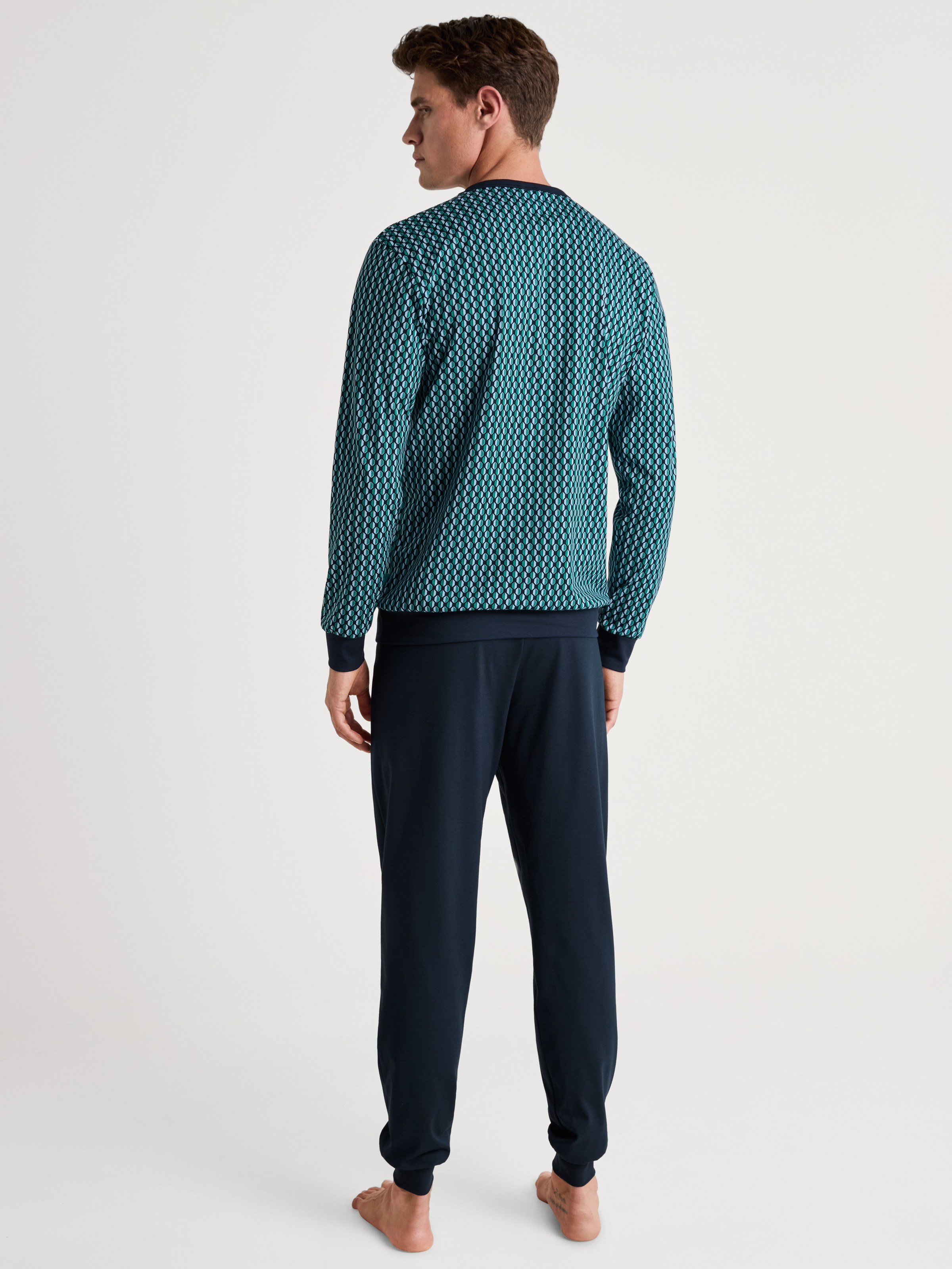 Thumbnail - CALIDA Schlafanzug "Relax Imprint" 2 Stk. tlg., Gemustertes Oberteil mit V-Ausschnitt