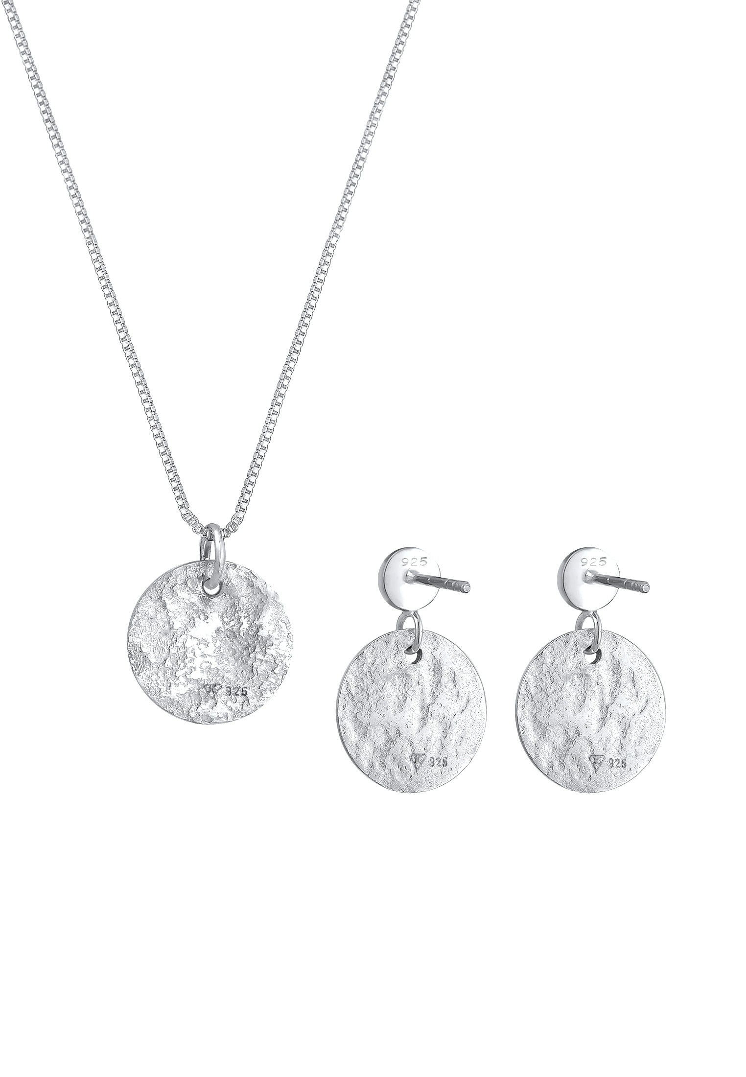Elli Schmuckset »Plättchen Organic Kette Ohrhänger 925 Silber«