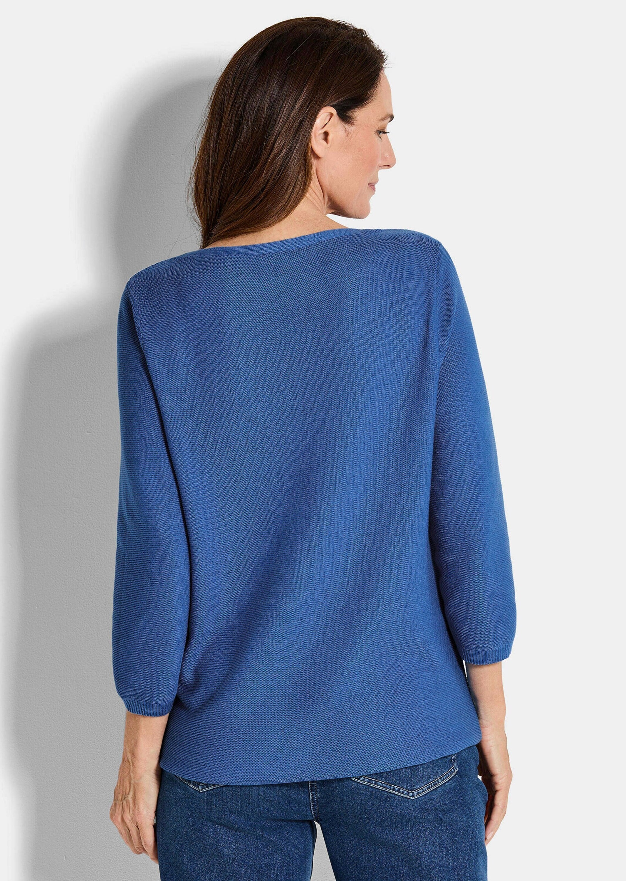 GOLDNER Rundhalspullover »Kurzgröße Eleganter Baumwollpullover, Halbarm« U-Boot-Ausschnitt