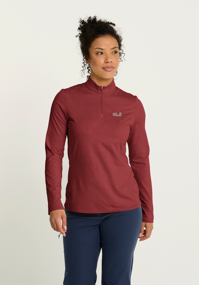 Jack Wolfskin Stehkragenpullover "TRAIL HZ W" Funktions-Langarmshirt, schnelltrocknend, atmungsaktiv
