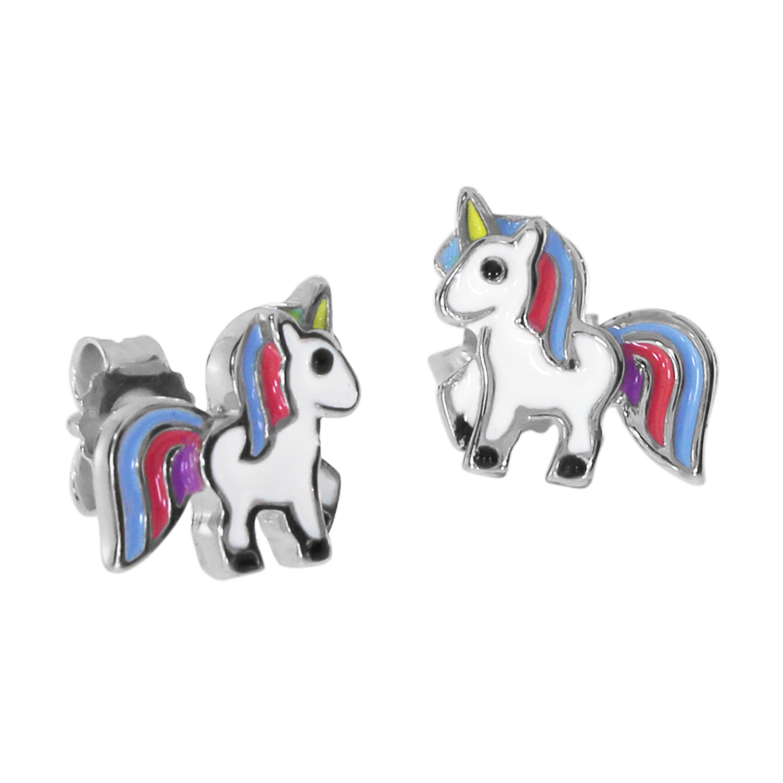 OSTSEE-SCHMUCK Damen Paar Ohrstecker "Ostsee-Schmuck Ohrstecker Einhorn Ohrstecker Einhorn", 7 x 6mm, Silber 925 (Sterlingsilber), weiß, Silber 925