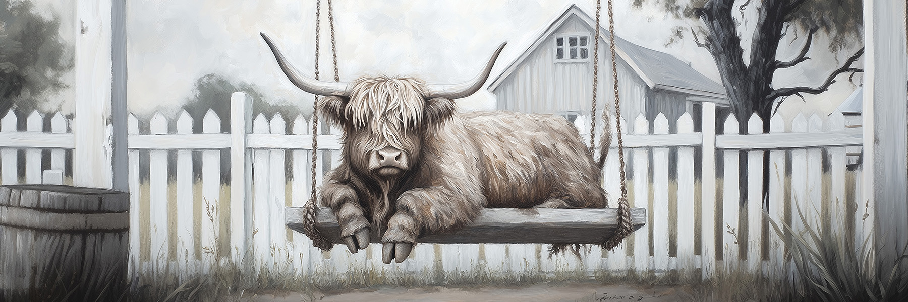 Bönninghoff Ölgemälde "handarbeit HOCHLANDRIND 40x120 cm – Wandbild Kunst Deko" Hochlandrind Humor Kuhbilder 1 Stk. tlg. handgefertigt, jedes Bild ein Unikat