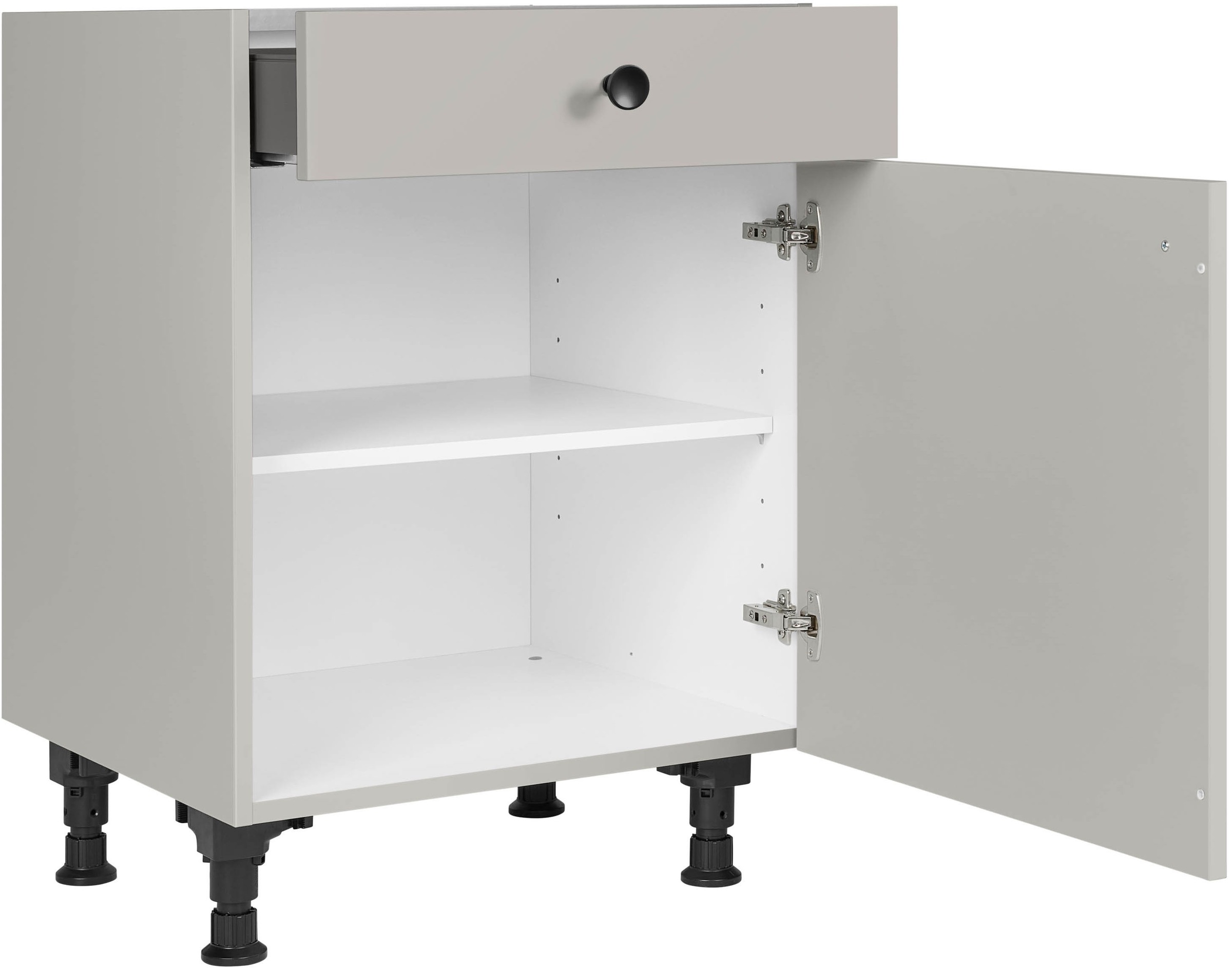 nobilia® Unterschrank »"Cascada", Ausrichtung wählbar, vormontiert, in den Breiten 30, 45 und«, 60 cm Breite, mit höhenverstellbaren Sockelfüßen, vormontiert