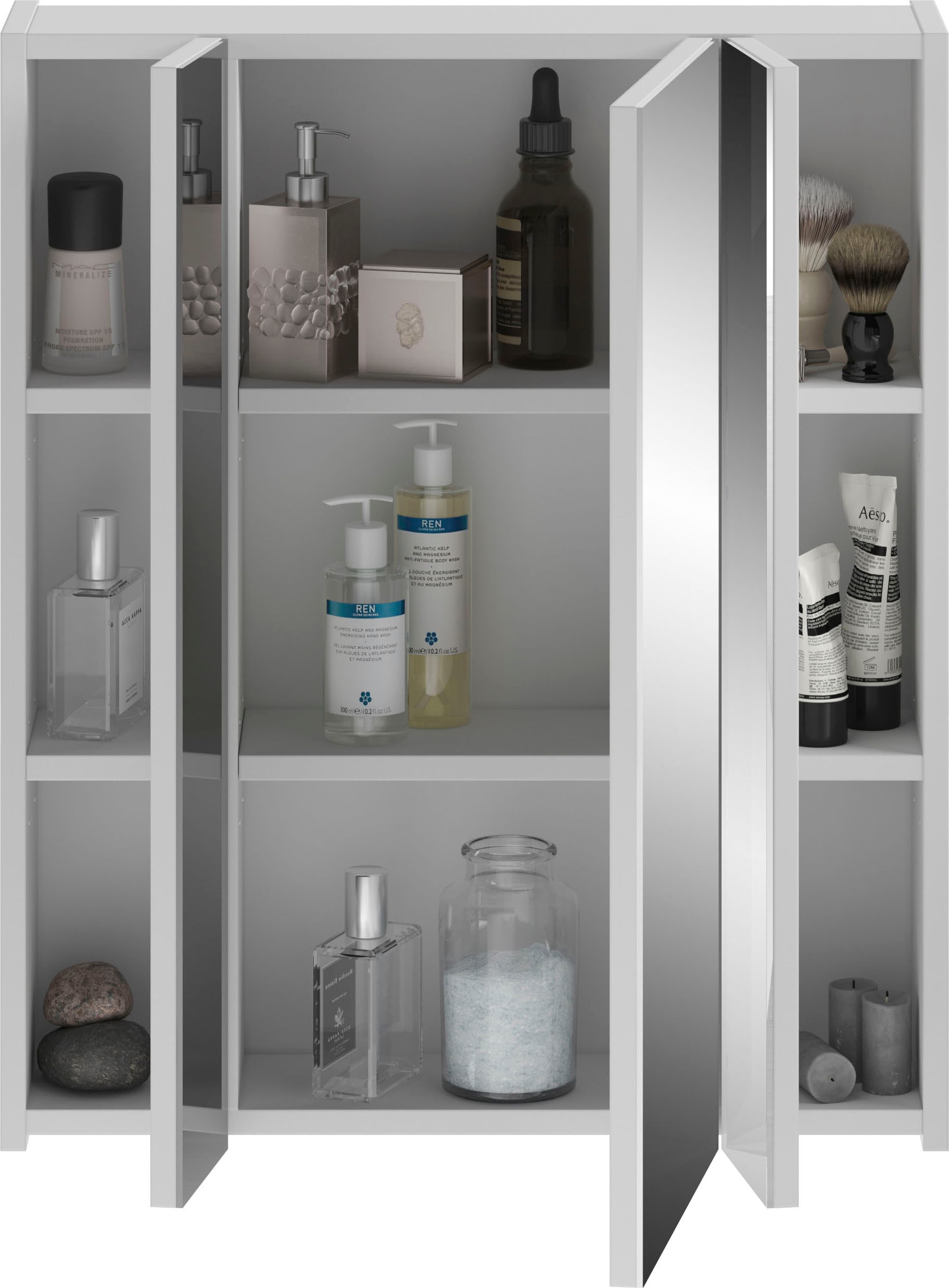 INOSIGN Badmöbel-Set »Malmö, 2 teilig, inklusive LED Beleuchtung, bestehend aus:«, (Set, 2 St.), Waschbeckenunterschrank, Spiegelschrank, LED Badaufsatzleuchte