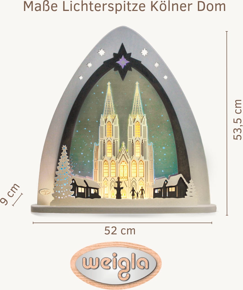 Weigla LED Lichterbogen "Kölner Dom, moderne Lichterspitze aus Holz & Acryl günstig online kaufen