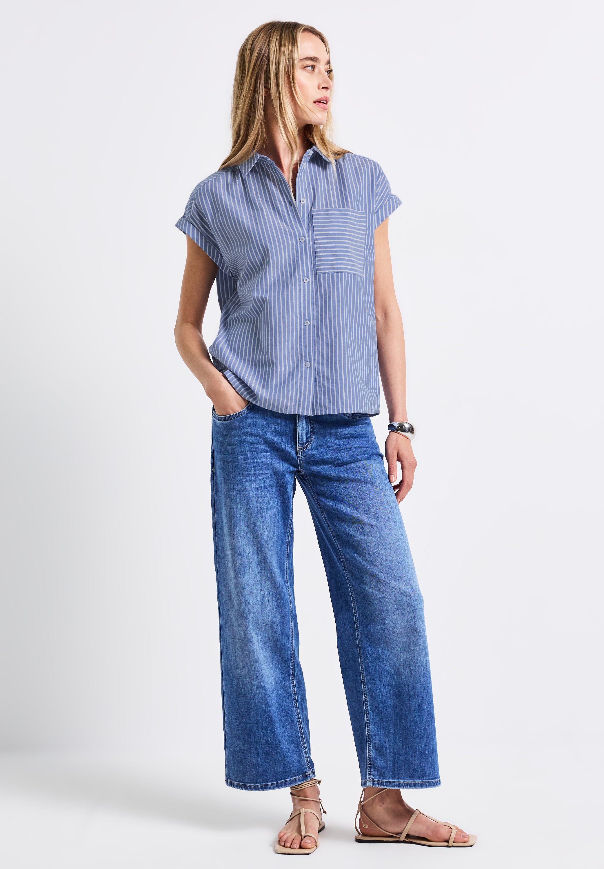 STREET ONE Hemdbluse, aus Baumwolle mit Stretchanteil