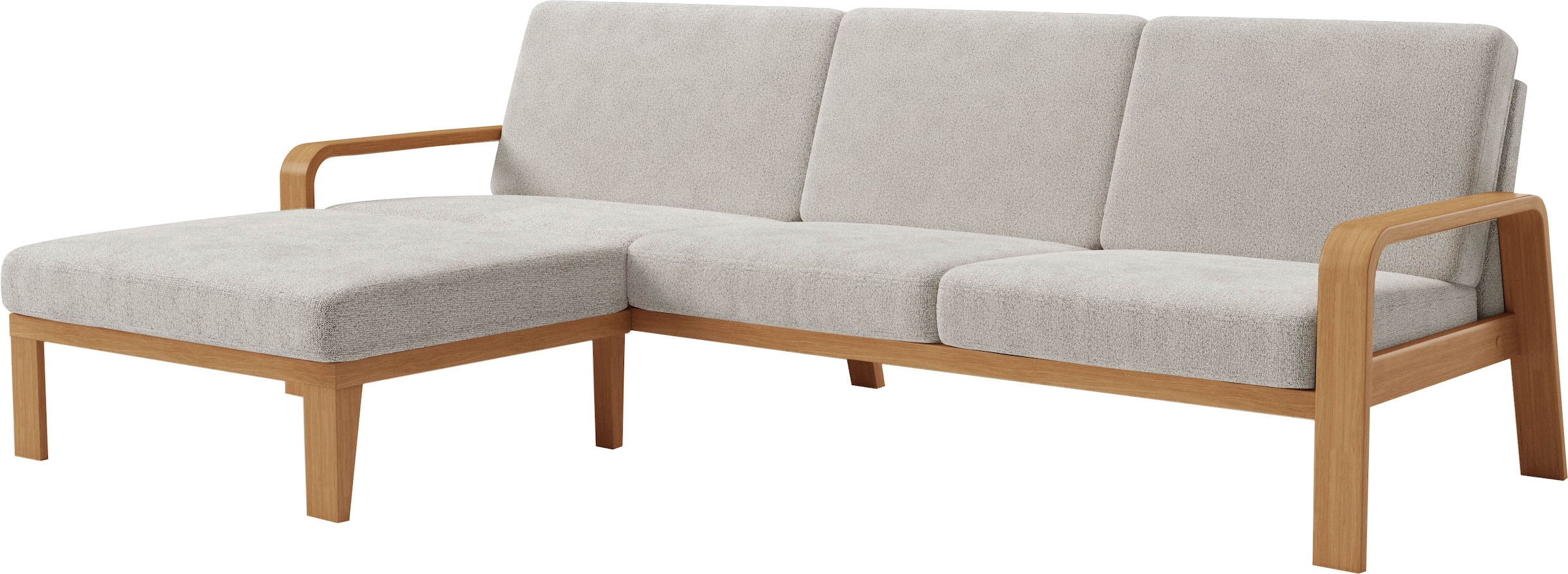 sit&more Ecksofa »Kolding L-Form«, Armlehnen aus eichefarbigem Buchenholz, verschiedene Bezüge und Farben