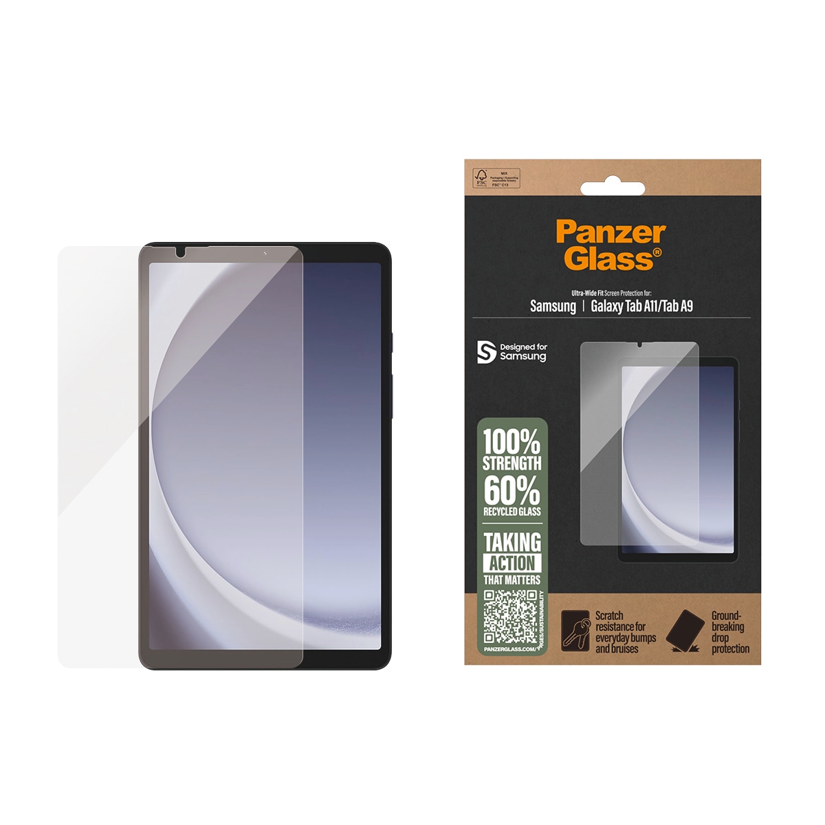 Displayschutzglas "Ultra-Wide Fit Screen Protector", B:18cm H:2cm T:25mm, transparent, CARE BY PANZERGLASS, Displayfolien, Displayschutzfolie,