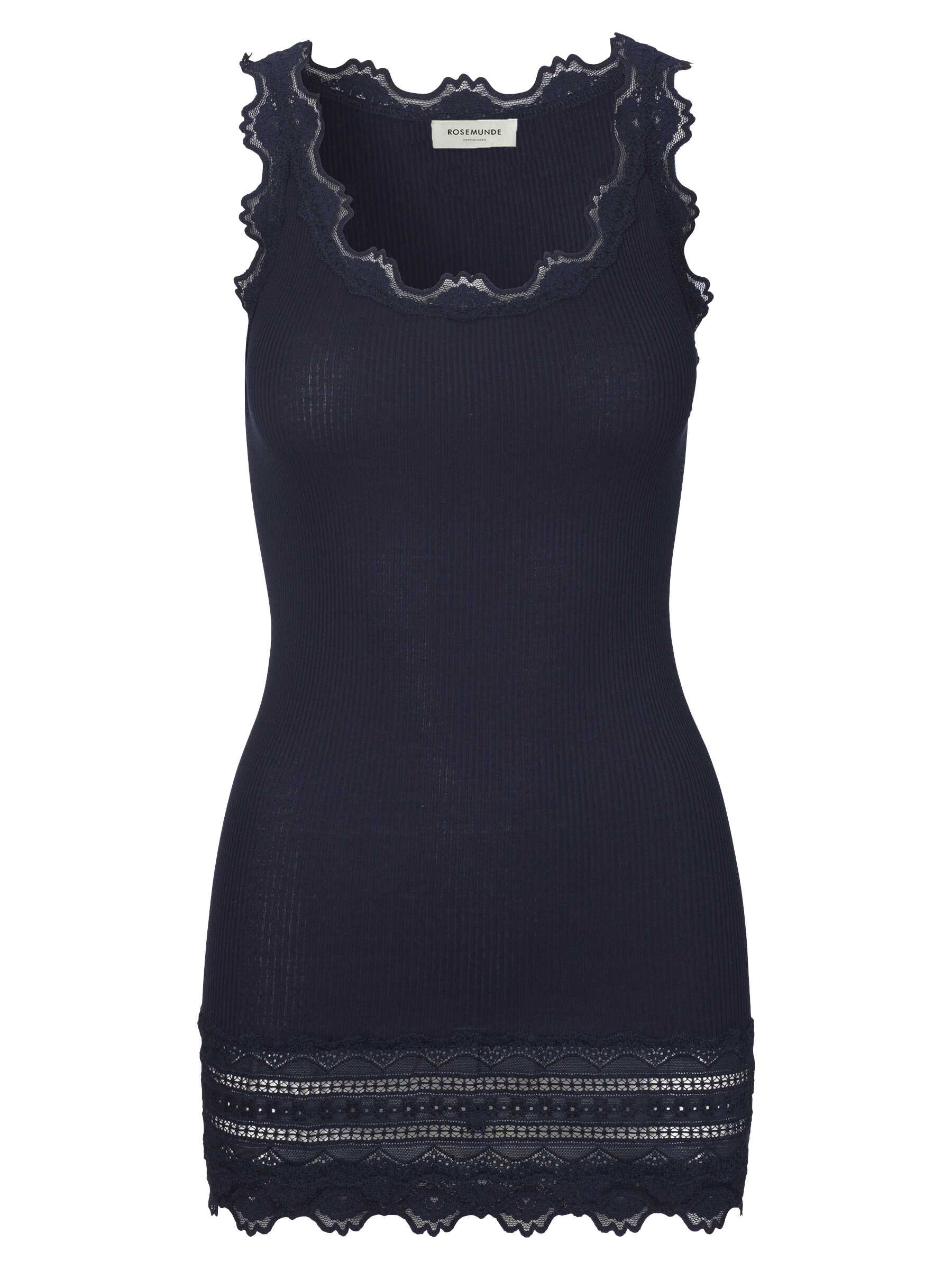 rosemunde Spitzentop "Benita Silk Top Camisole mit Seide" Vintage-Spitze am Ausschnitt, feminin, Rundhalsausschnitt, Seidenmix