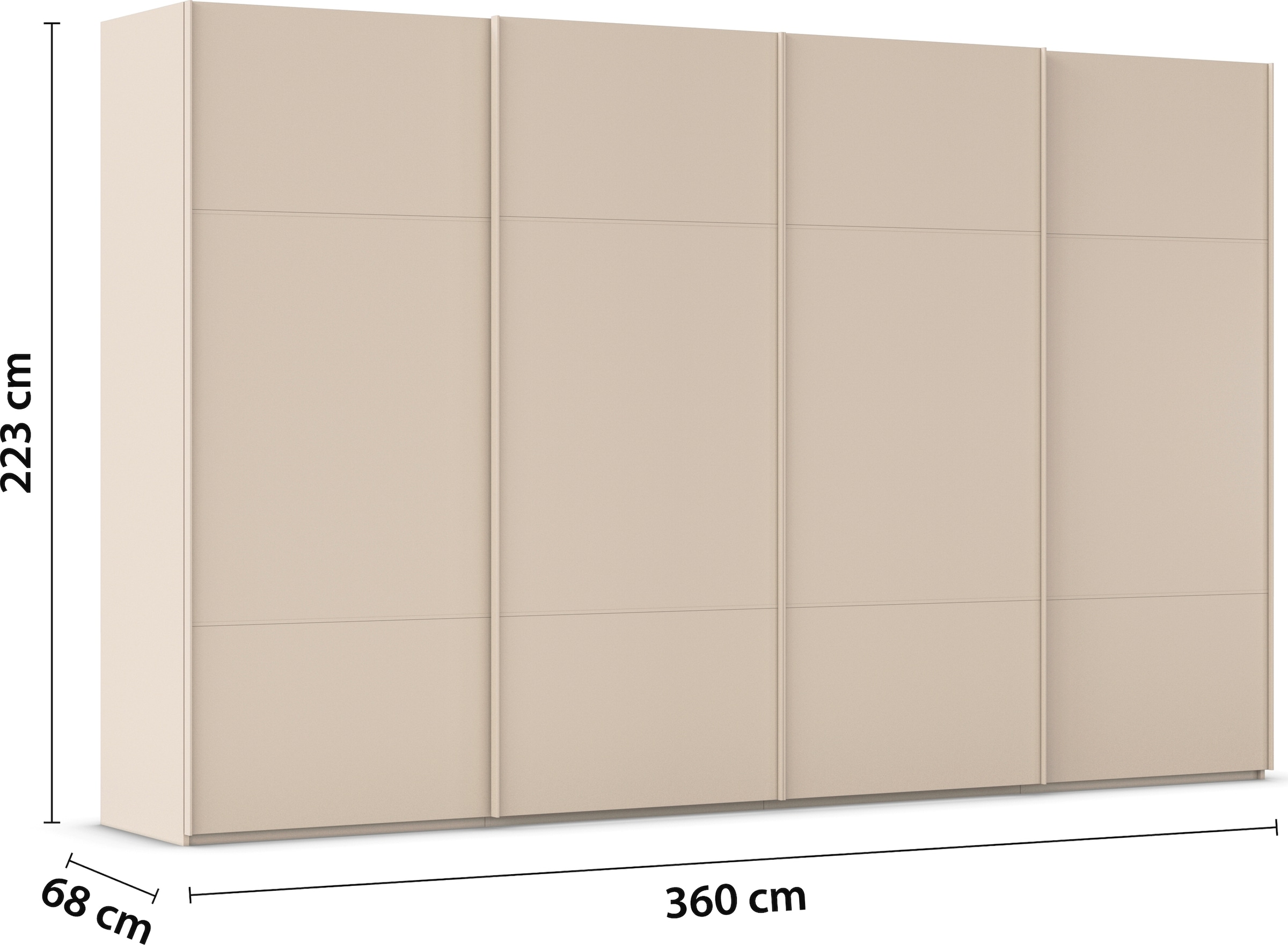 rauch Schwebetürenschrank »Kleiderschrank Schrank Garderobe Schlafzimmerschrank SCALE-TRIO«, edle dreigeteilte Front, 2 Zierleisten in Griff-Farbe MADE IN GERMANY