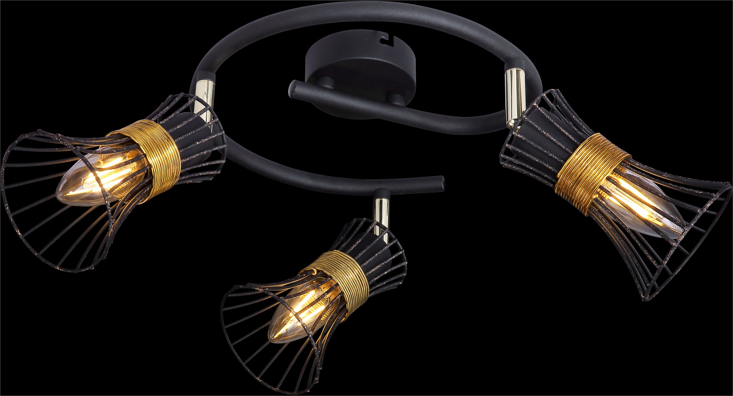 GLOBO LIGHTING Deckenstrahler »PURRA«, Leuchtmittel E14 | ohne Leuchtmittel, Deckenspot/schwarz/goldfarben/Metallstäbe/Flur/Wohnzimmer