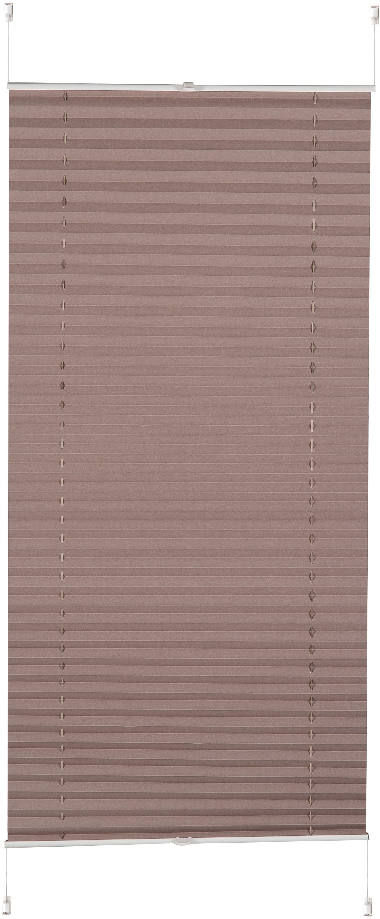 Plissee K-HOME, B:110cm H:130cm, braun, Obermaterial: 100% Polyester, Badezimmer, Plissees, "Klemmfix Pisa"
