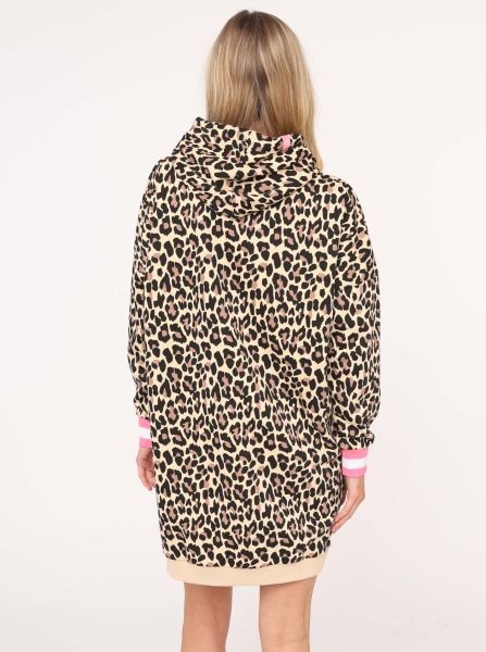 Zwillingsherz Sweatkleid »"Leo all over"«, mit Kapuze und Kängurutasche, auffälligen Bündchen