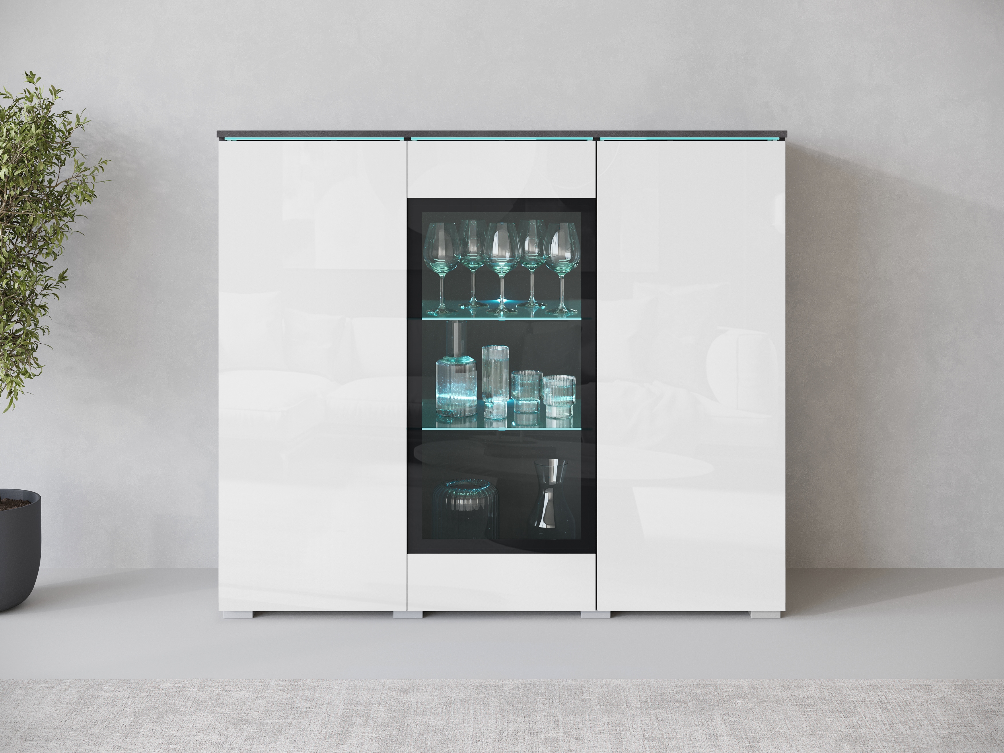 Home affaire Highboard "Vera" Highboard mit 4 Türen, 9 Fächern, verglasten Türen