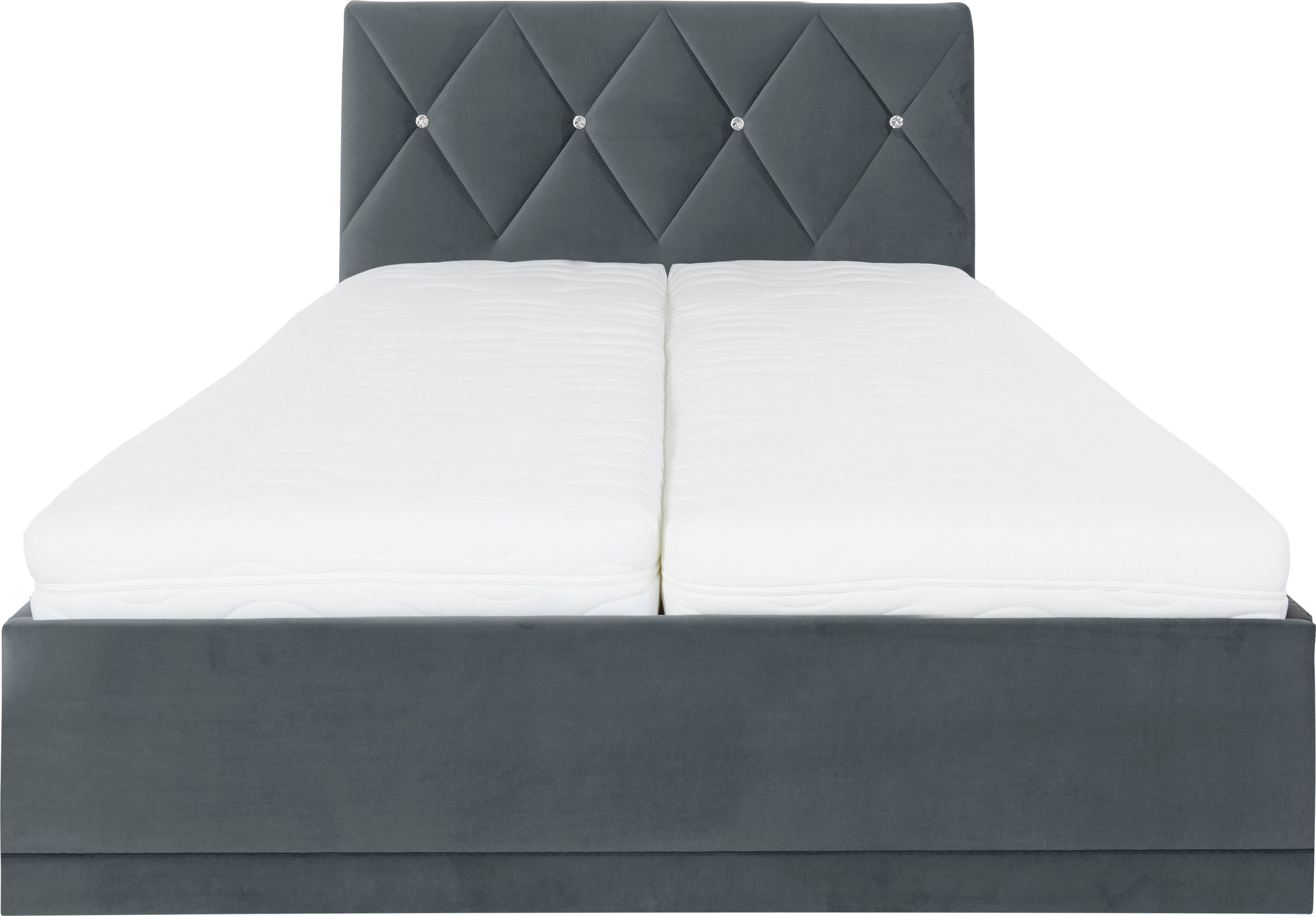 Polsterbett "Adamas", grau, L:210cm, Bezug: 100% Polyester, Polsterung: Polsterwatte, Material Gestell: gepolsterter Holzwerkstoff, WESTFALIA SCHLAFKOMFORT, Betten, Polsterbett, auch mit Bettkasten, Knopfheftung mit Strasssteinen 6