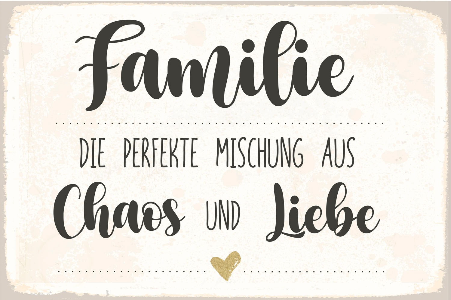 queence Metallbild "Familie" Herzen Schriftzug Sprüche Sprüche & Texte 1 Stk. tlg. Stahlschild, Blechschild, Sprüche, Texte, Familie, Liebe