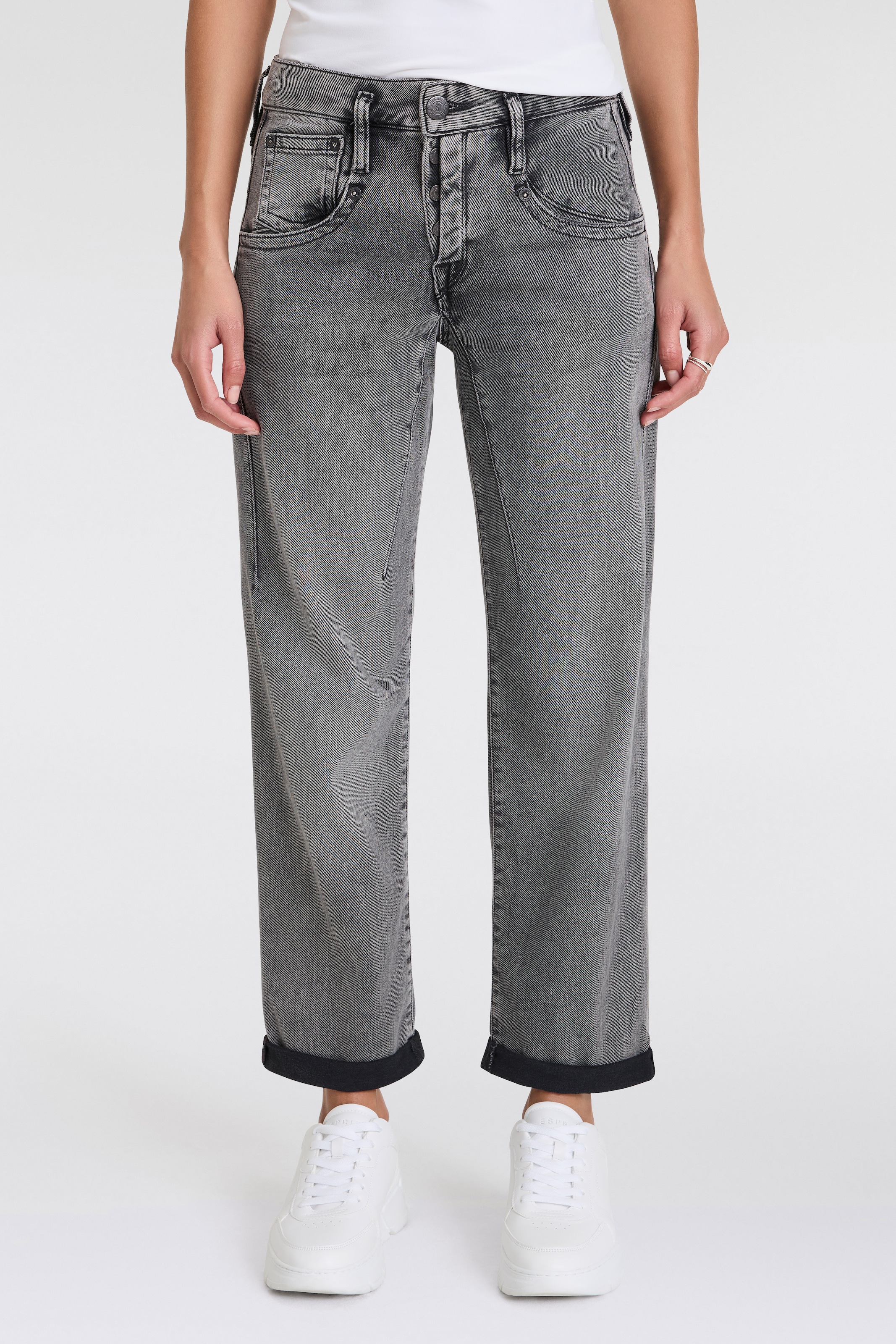 Herrlicher 5-Pocket-Jeans "Shyra Tap Denim Brushed", mit umgeschlagenem Sau günstig online kaufen