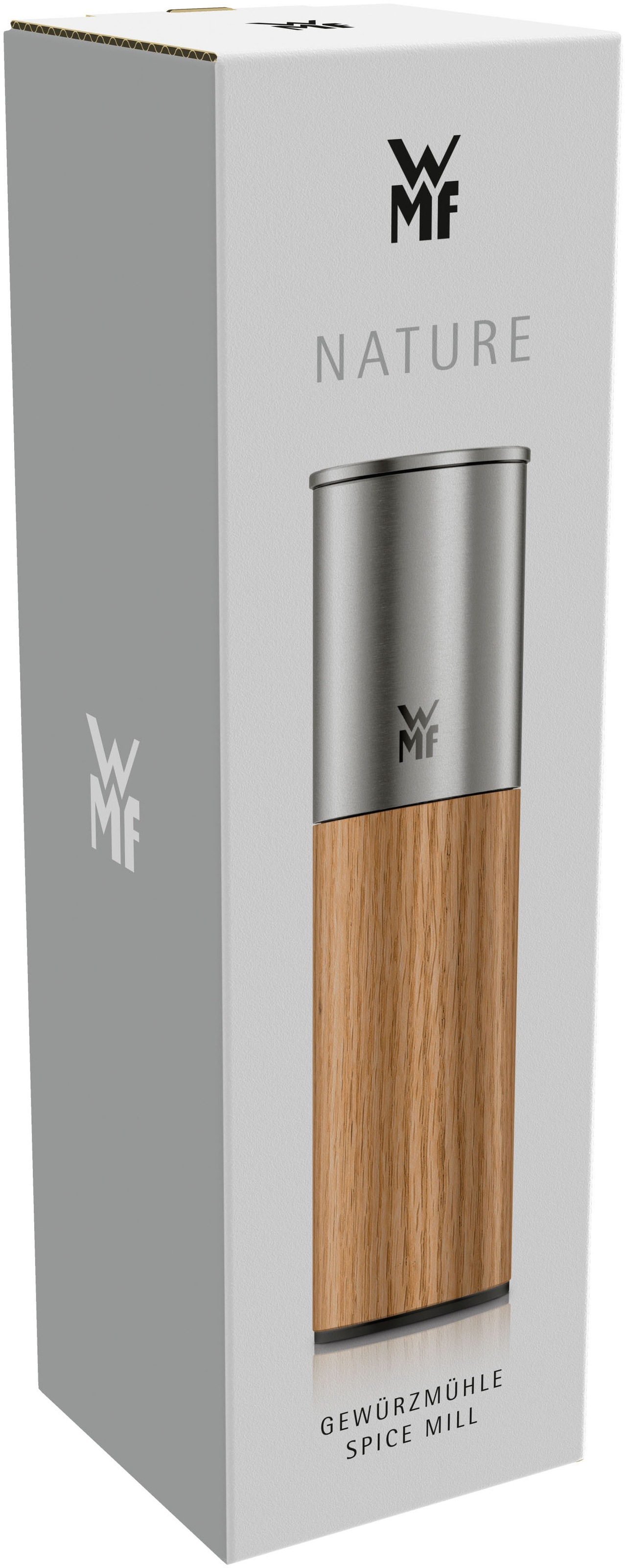WMF Gewürzmühle »Nature«, (1 St.), Keramikmahlwerk, einstellbarer Mahlgrad, Aromaschutzdeckel, Holz