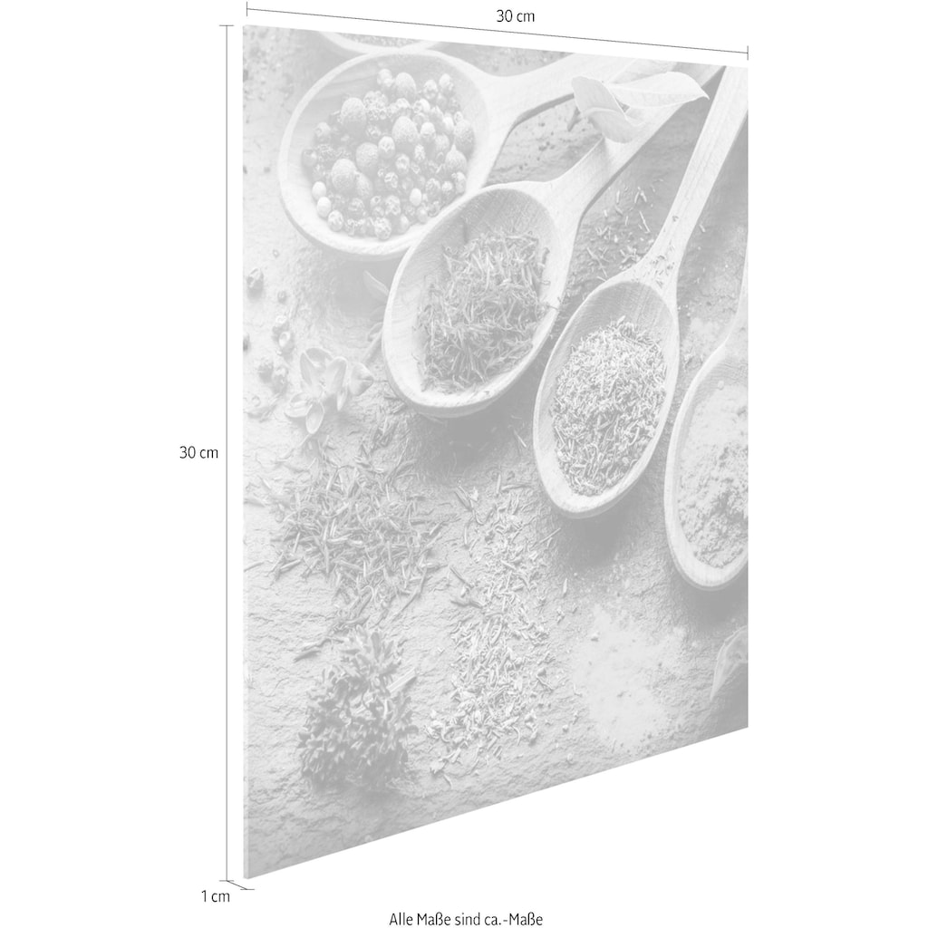 Reinders! Glasbild »Gewürze Holzlöffel«