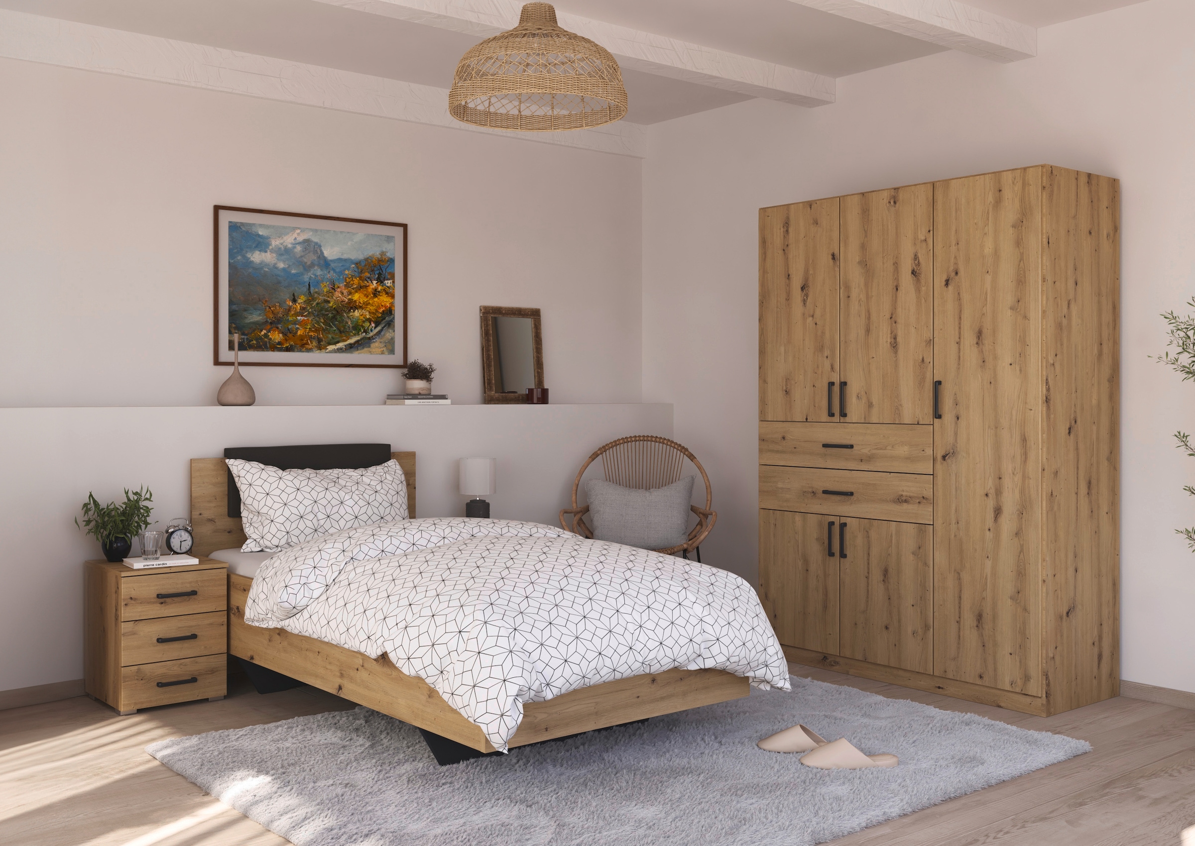 rauch Drehtürenschrank »Kleiderschrank Schrank Garderobe MAIKA mit Dekor-Front«, 2 Schubladen, in verschiedenen Breiten, Höhen, Farben, MADE IN GERMANY