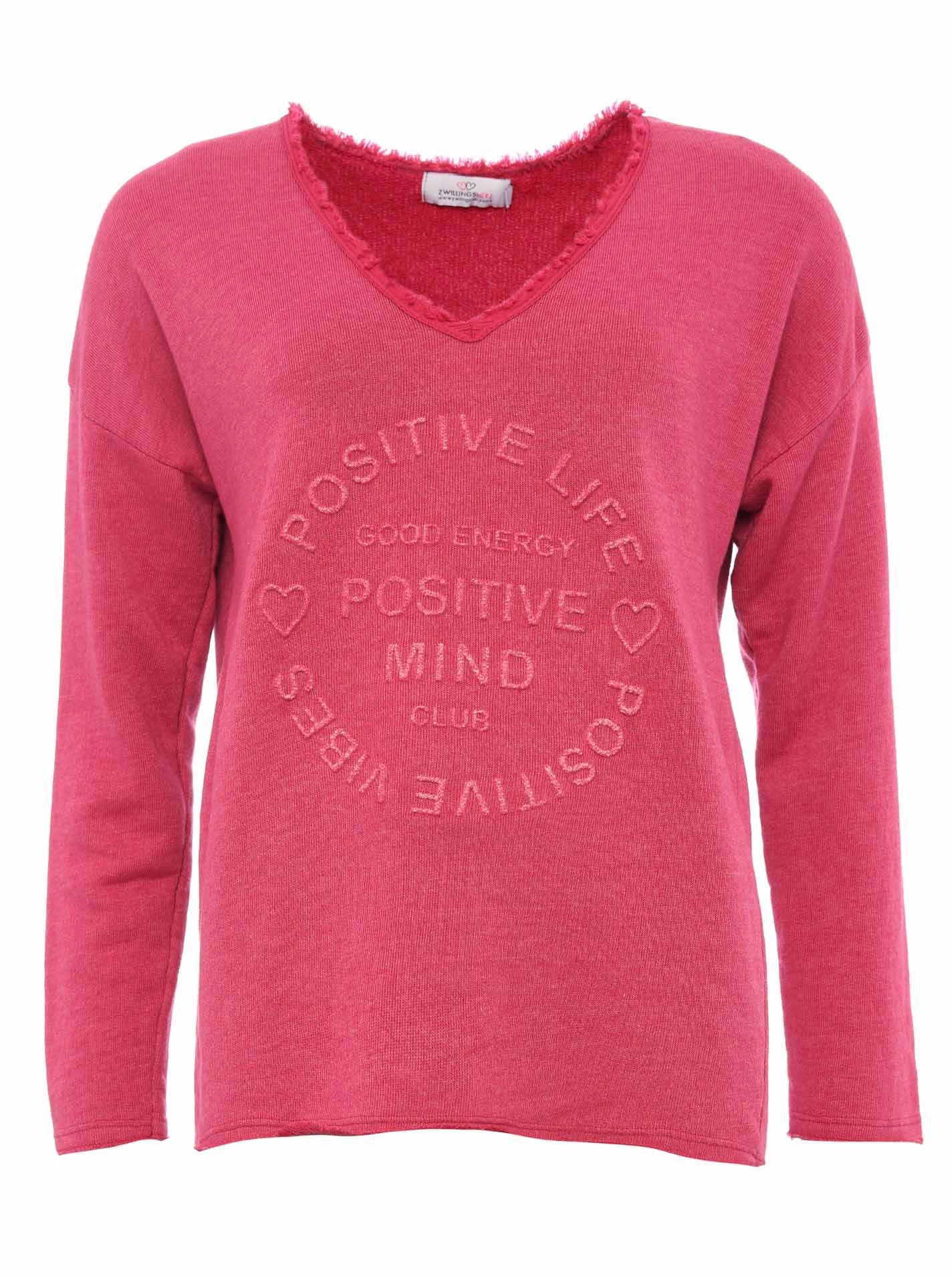 Zwillingsherz Sweatshirt, ausgefranster V-Ausschnitt, Vintage Look, Langarm günstig online kaufen