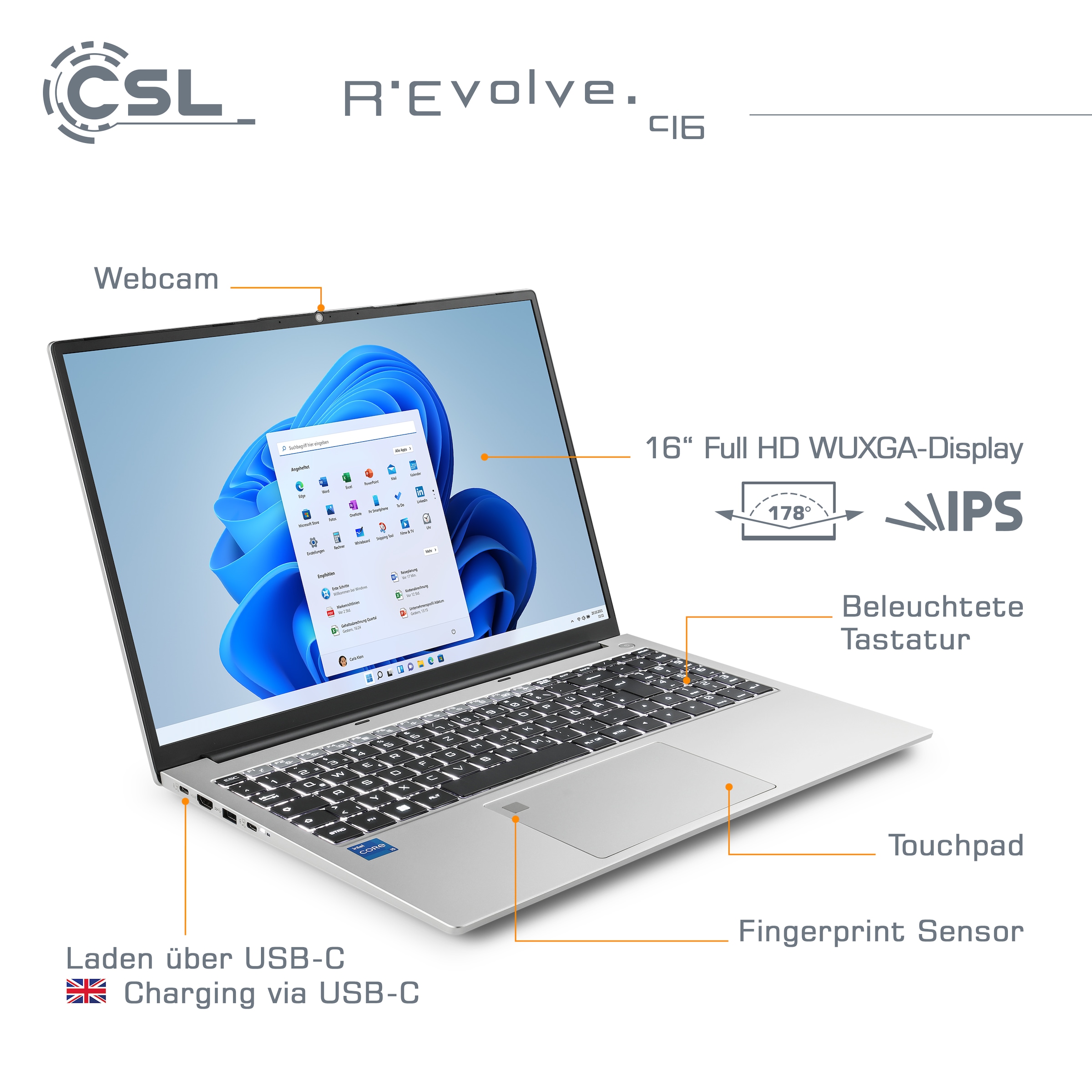 CSL Notebook »R'Evolve C16«, 40,64 cm, / 16 Zoll, 500 GB SSD