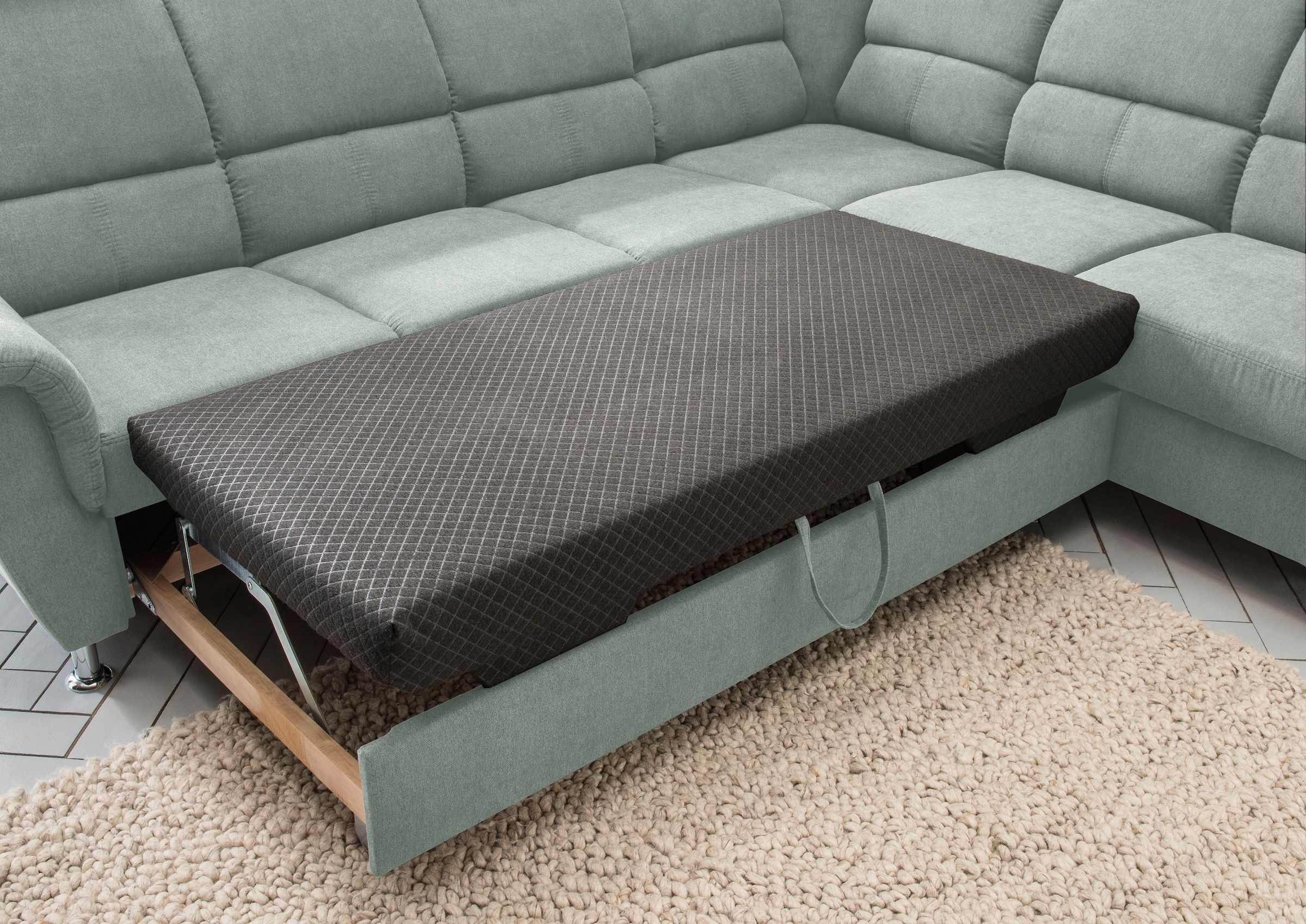 Home affaire Ecksofa »Pisa L-Form, mit Schlaffunktion, Stauraum, 2x höhenverstellbare«, Kopfstützen und Relaxfunktion im Eckelement