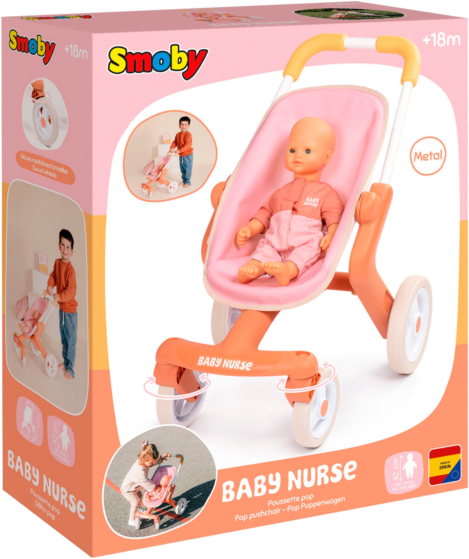 Smoby Puppenbuggy »Baby Nurse Pop«, Made in Europe