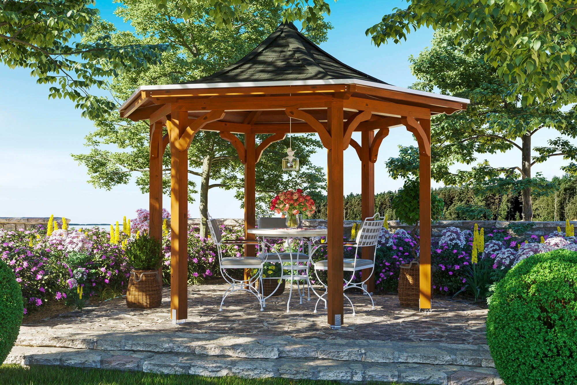 Skanholz Holzpavillon "Versailles" BxTxH: 418x360x332 cm, inkl. Aufschraubs günstig online kaufen