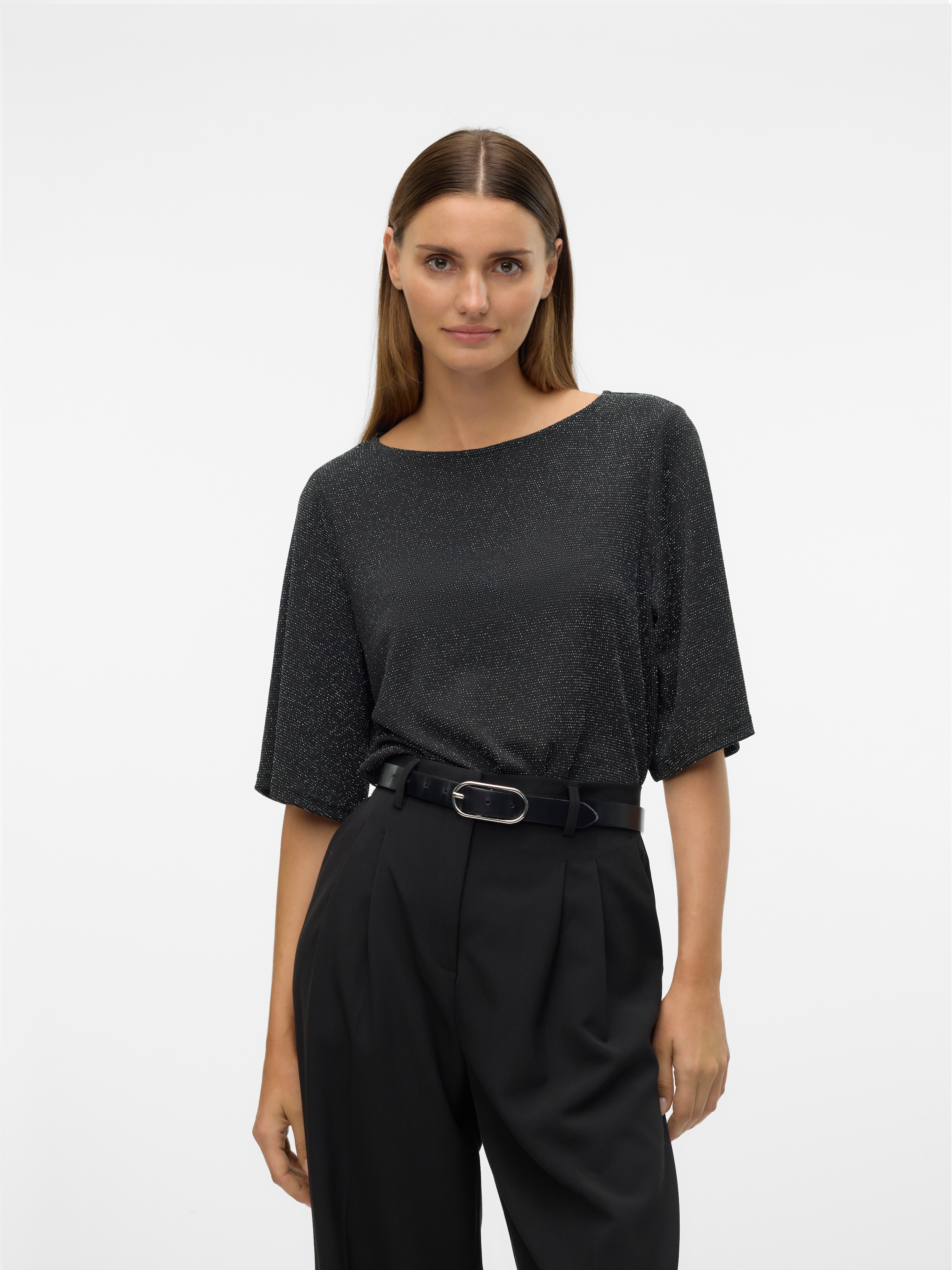 Vero Moda Rundhalsshirt "VMKANVA 2/4 GLITTER TOP JRS", mit Glitzereffekt günstig online kaufen