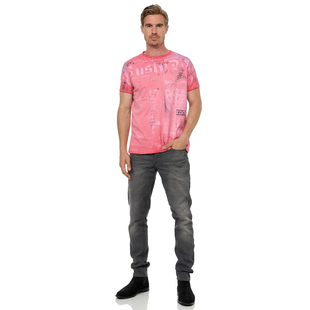Rusty Neal T-Shirt mit Allover-Print im Used-Look SV8180