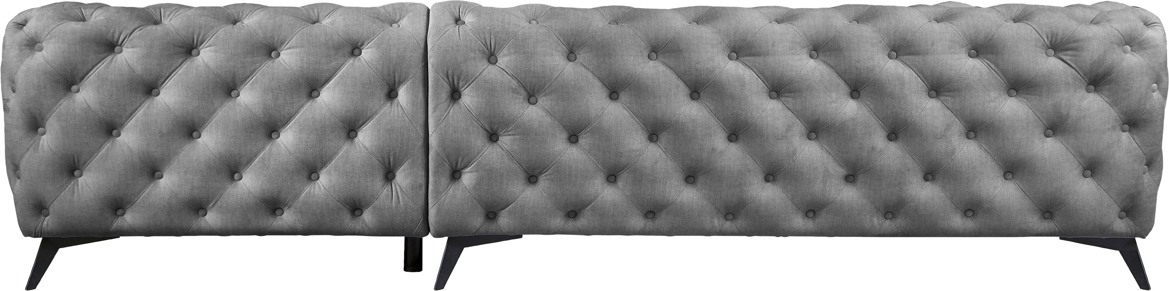 Leonique Chesterfield-Sofa »Ecksofa GLYNIS L-Form mit Wellenunterfederung, Maße B/T/H 323/264/75cm«, aufwändige Knopfheftung, moderne Chesterfield Optik, Fußfarbe wählbar