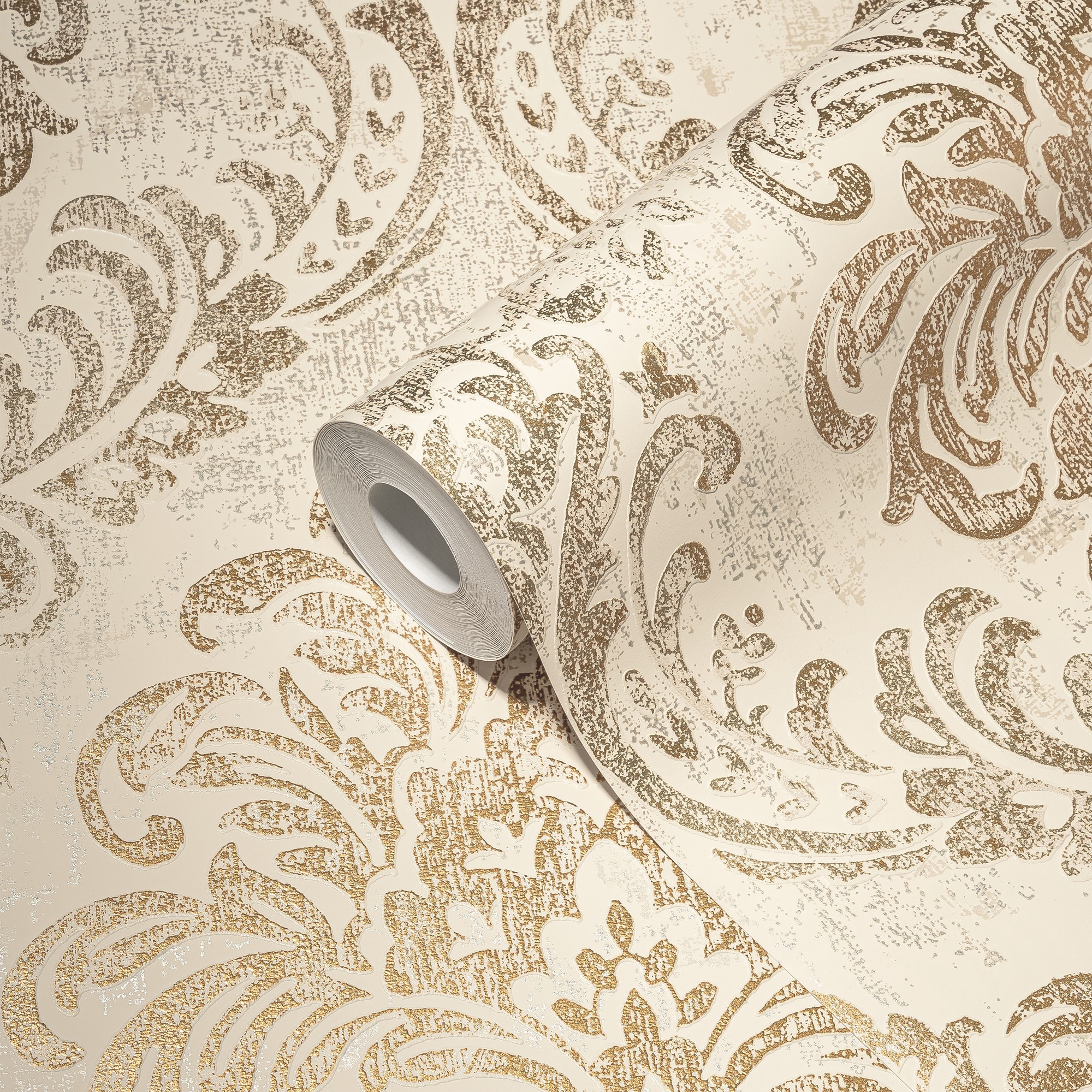 living walls Vliestapete »Metropolitan Stories. Travel Styles. Ornament-Tapete«, metallic-Metall-Effekte-gemustert, Tapete Klassisch Elegant Barock Vintage-Optik Shabby Chic Tapeten Flur