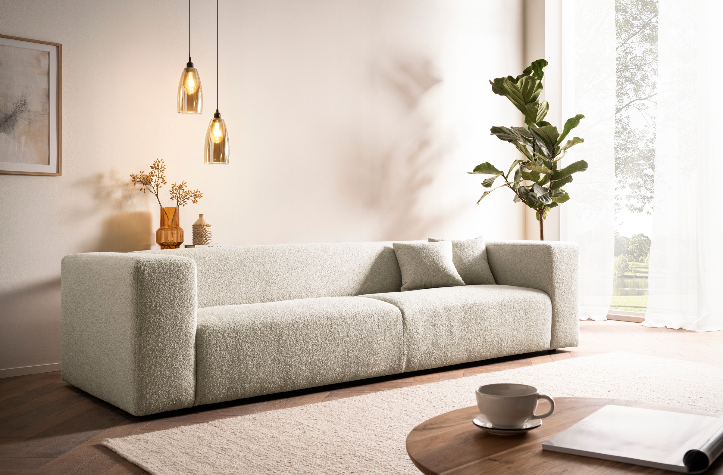 andas 3-Sitzer »BAKELS, Couch in Cord oder Boucle-Stoff, Sofa im modernen Design«, bequemer Sitzkomfort,in 2 Stoffen und 8 Farben lieferbar