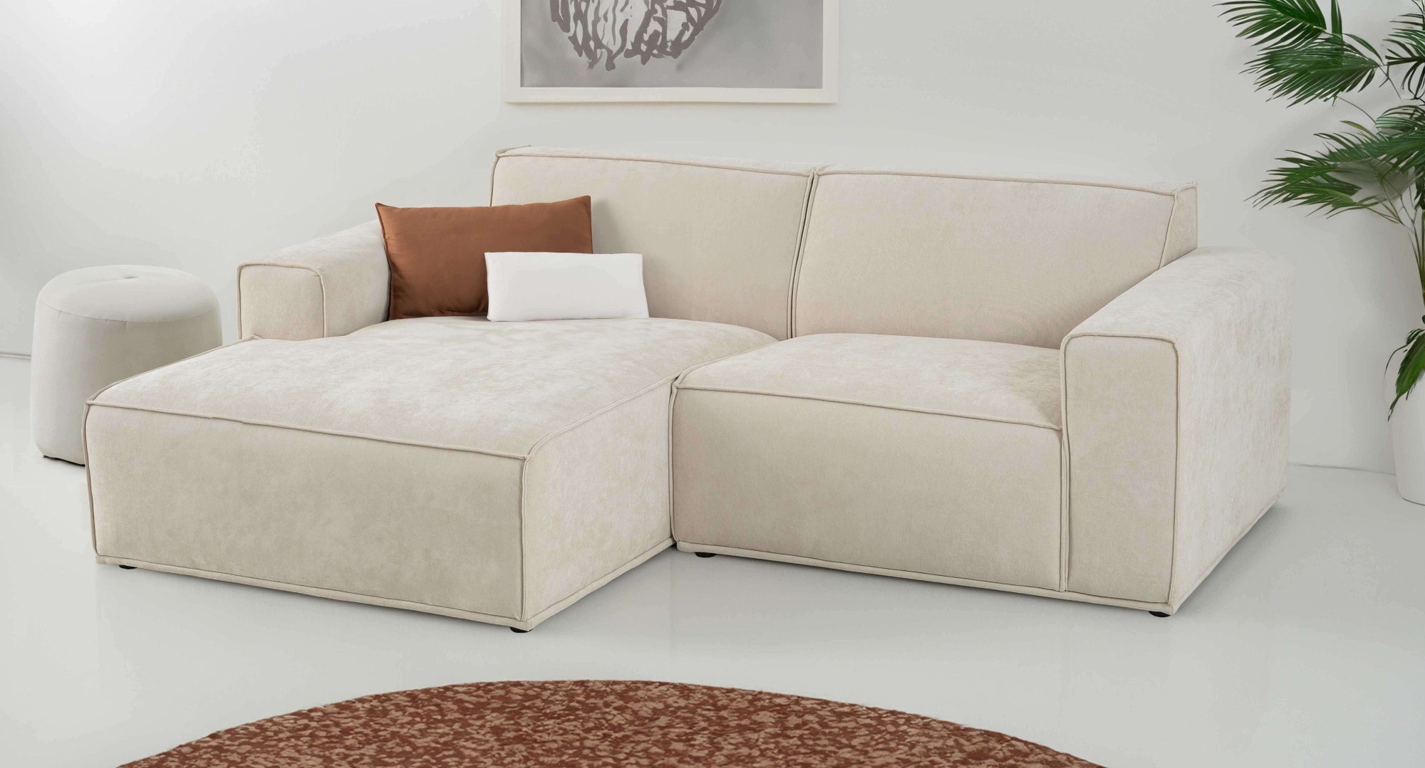 Home affaire Ecksofa "Avelin, 228 cm, L-Form, Chenille, Struktur-Boucle", m günstig online kaufen
