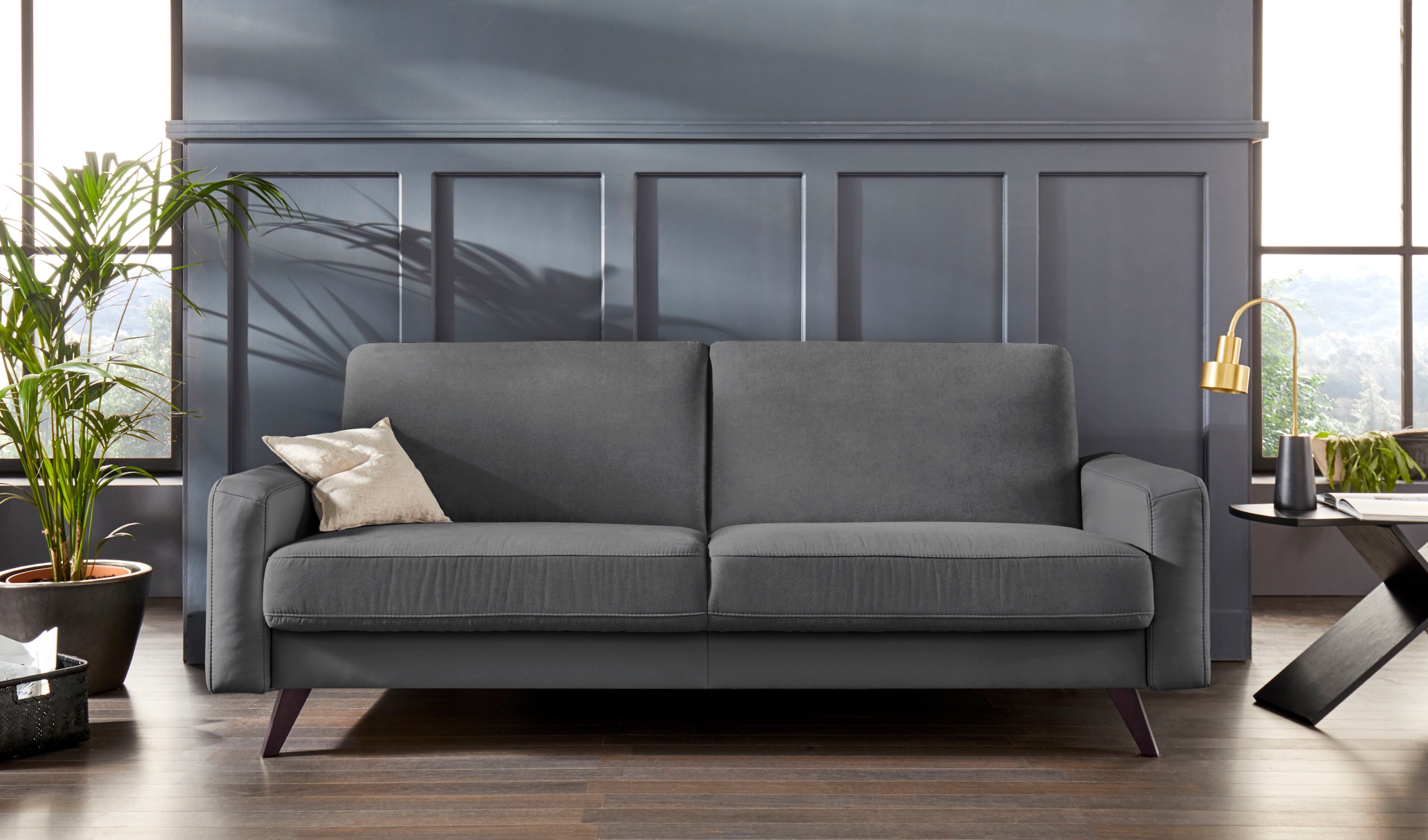exxpo - sofa fashion 3-Sitzer »Samso, elegant und bequem, toller Sitzkomfort, Schlafsofa«, Kippcouch, inklusive Bettfunktion und Bettkasten, Komfortsitzhöhe 49cm