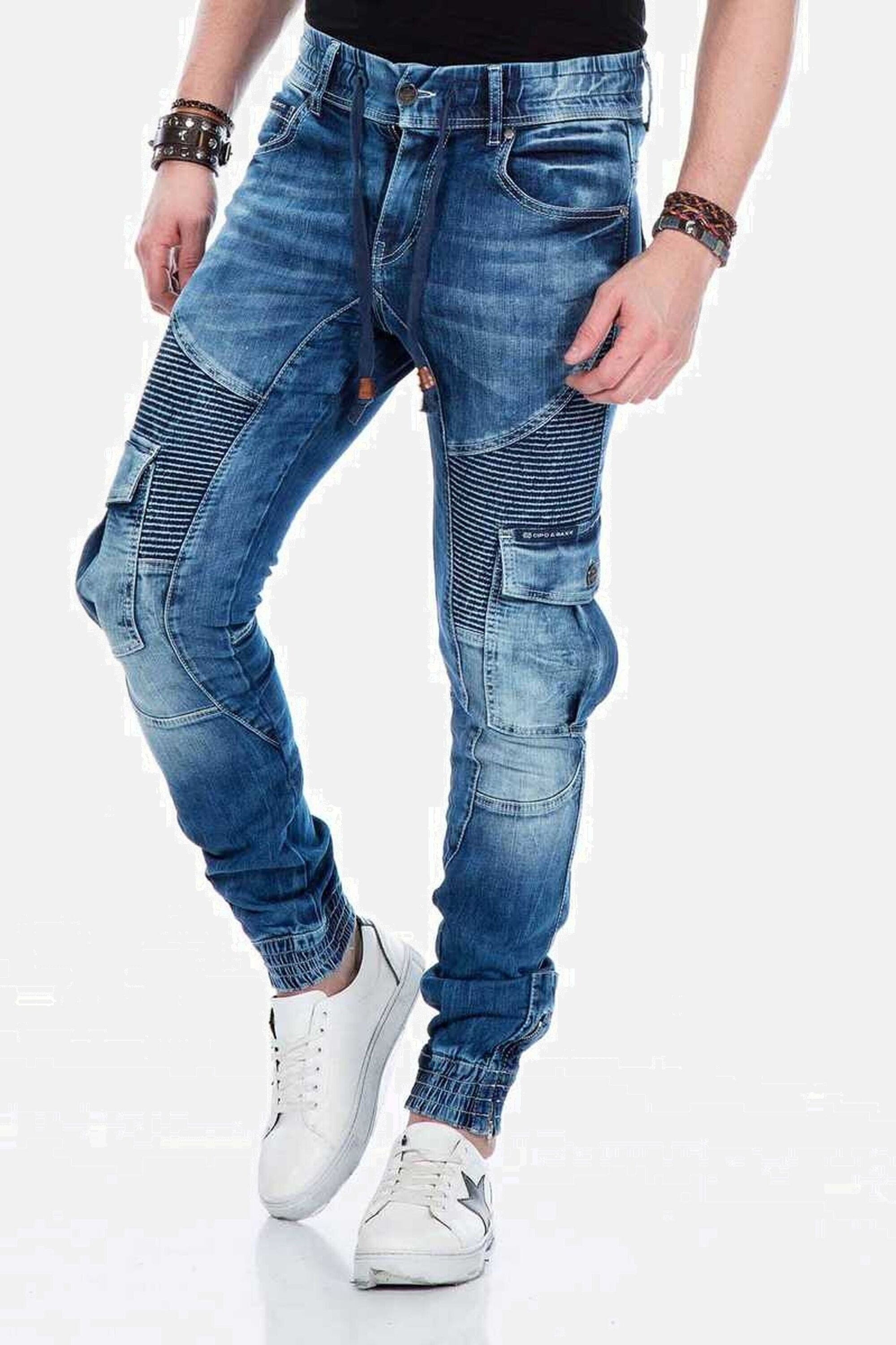 Cipo & Baxx Cargojeans "Jeans", mit elastischen Bündchen am Saum, CD-446