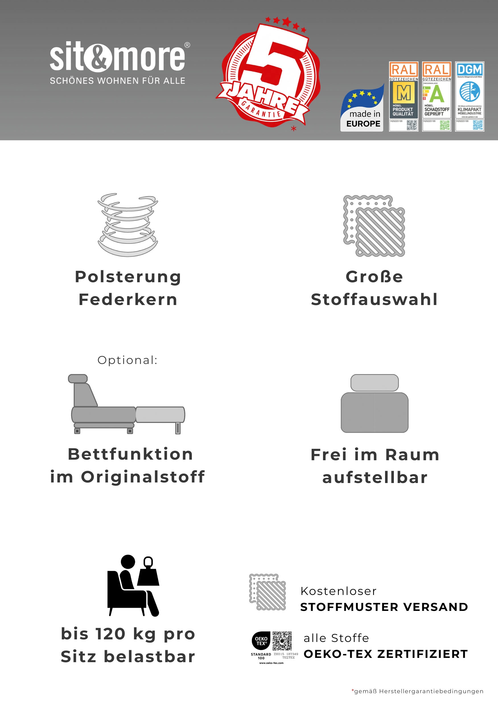 sit&more Ecksofa »Savona« mit Federkern, optional mit Bettfunktion