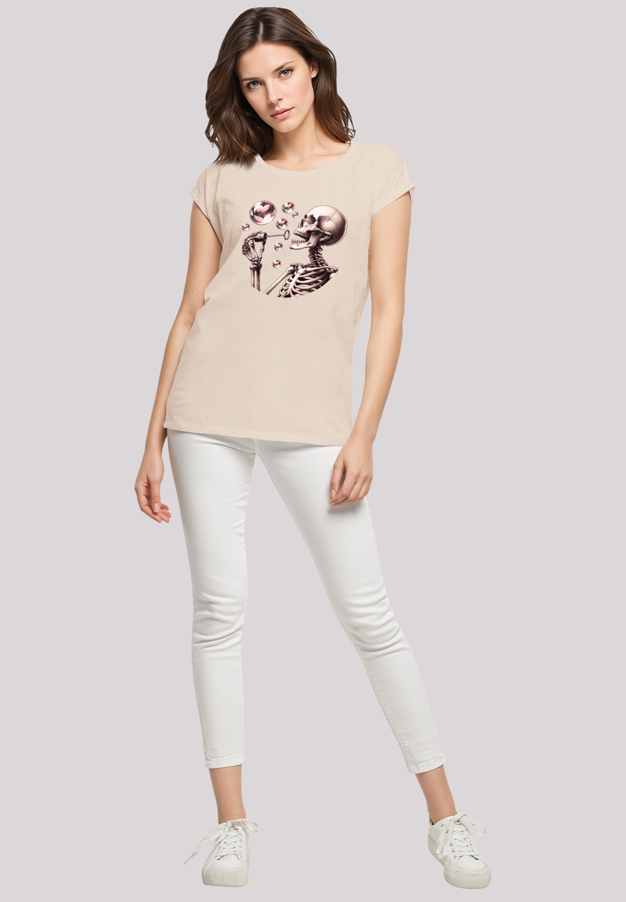 F4NT4STIC T-Shirt »Niedliches Goth Skelett Herz Seifenblasen«, Premium Qualität