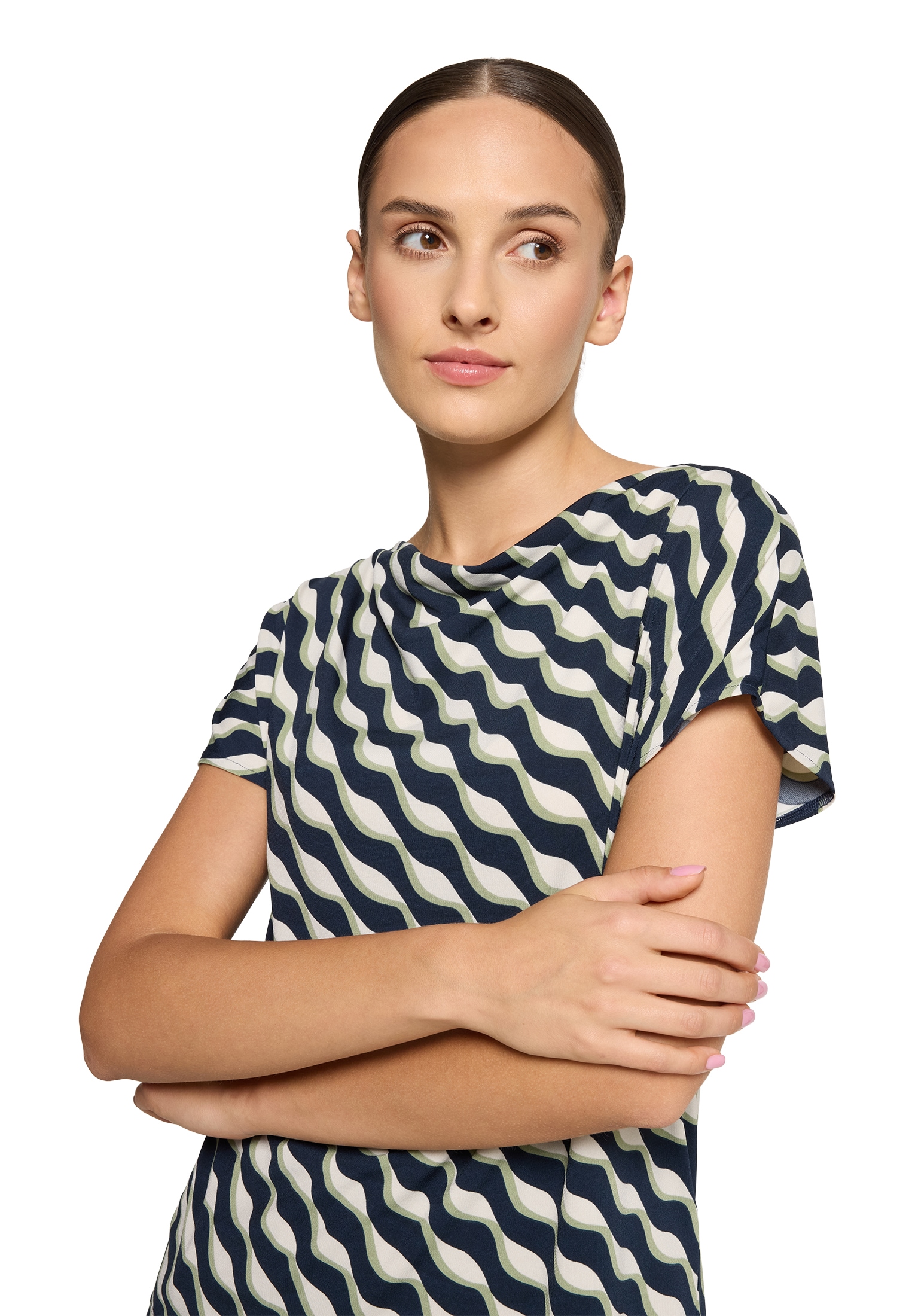 Betty Barclay Kurzarmshirt »Betty Barclay Damen Printshirt mit Wasserfallausschnitt«, (1 tlg.)