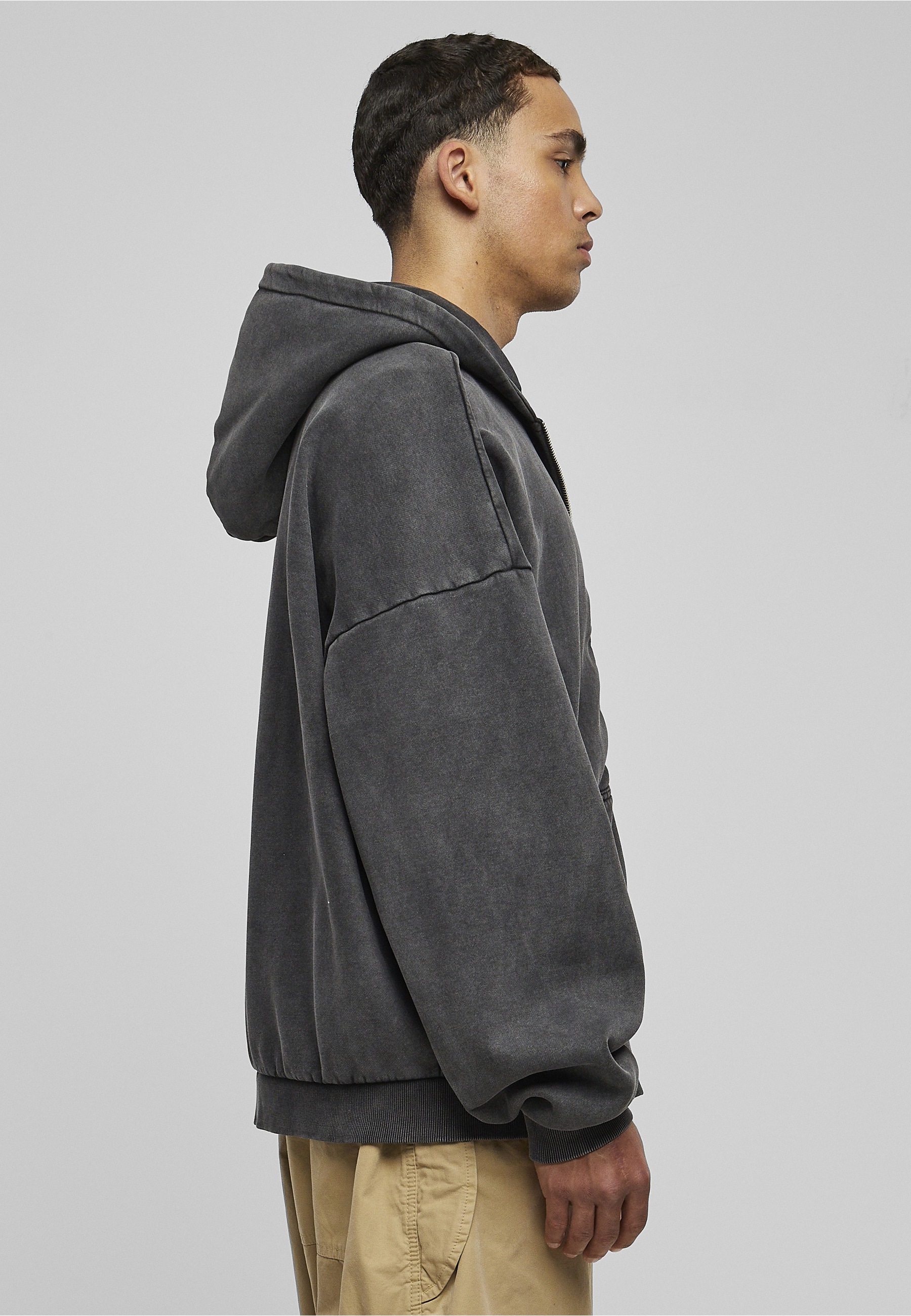 URBAN CLASSICS Neopren-Hoodie »Urban Classics Herren Heavy Stone Washed 90's Zip Hoodie« 1 Stk.