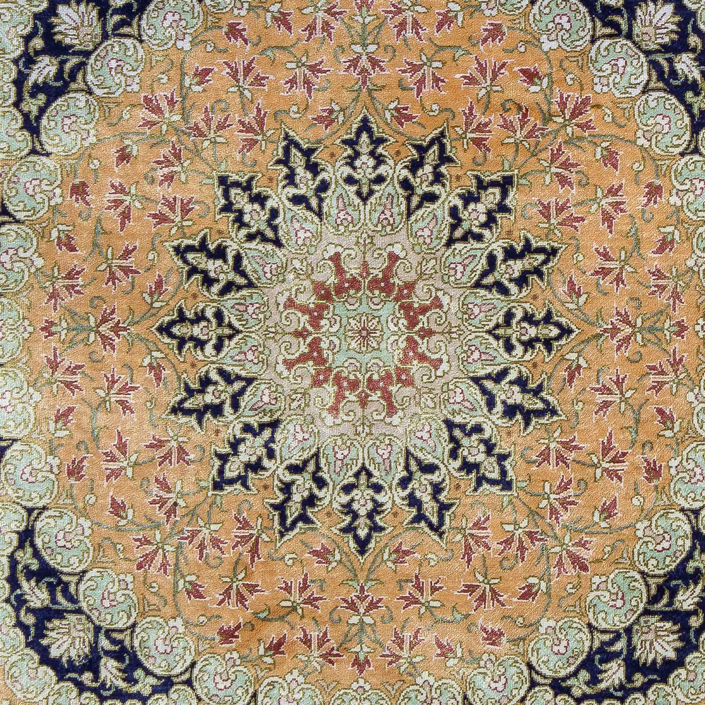 morgenland Orientteppich »Perser - Ghom - 93 x 59 cm - senfgelb«, rechteckig, Wohnzimmer, Handgeknüpft, Einzelstück mit Zertifikat