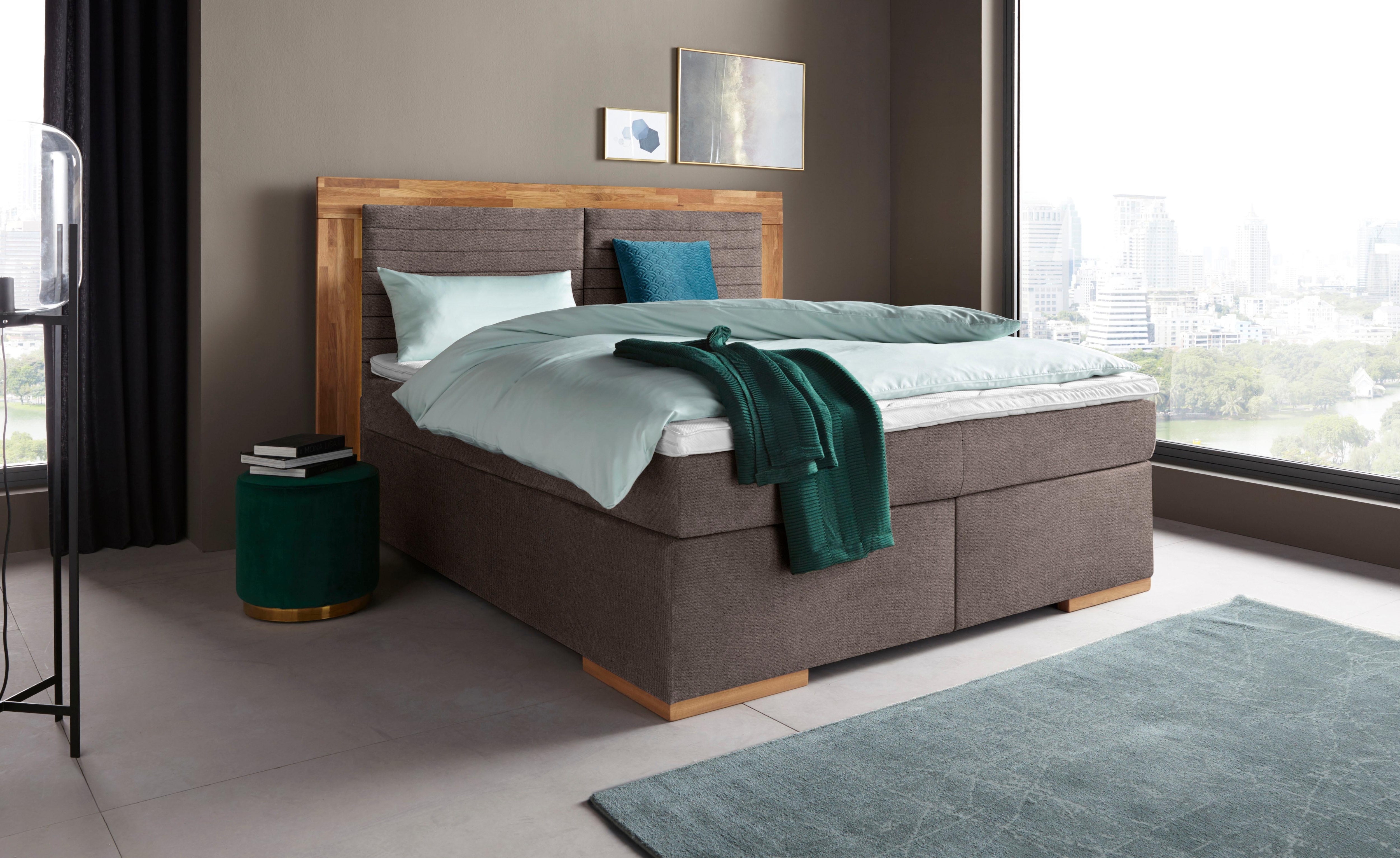 Home affaire Boxspringbett "Cup" mit Massivholzrahmen, mit Topper, in 2 Härtegraden, in 3 Breiten