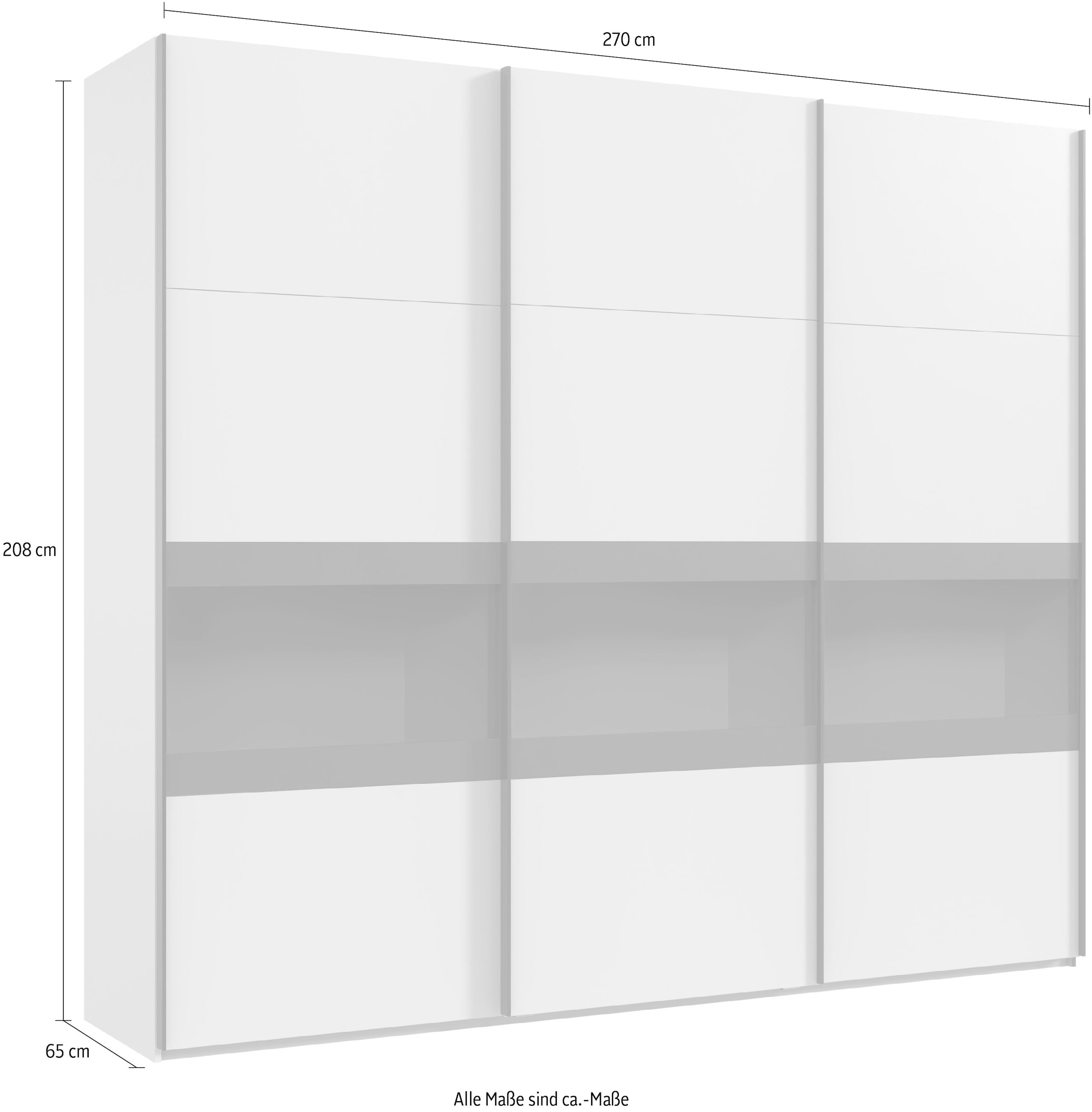 Wimex Schwebetürenschrank »Easy Plus, Kleiderschrank Made in Germany«, mit Glaseinsatz/ Rauchglas, viele Breiten zur Auswahl, schwarze Griffe