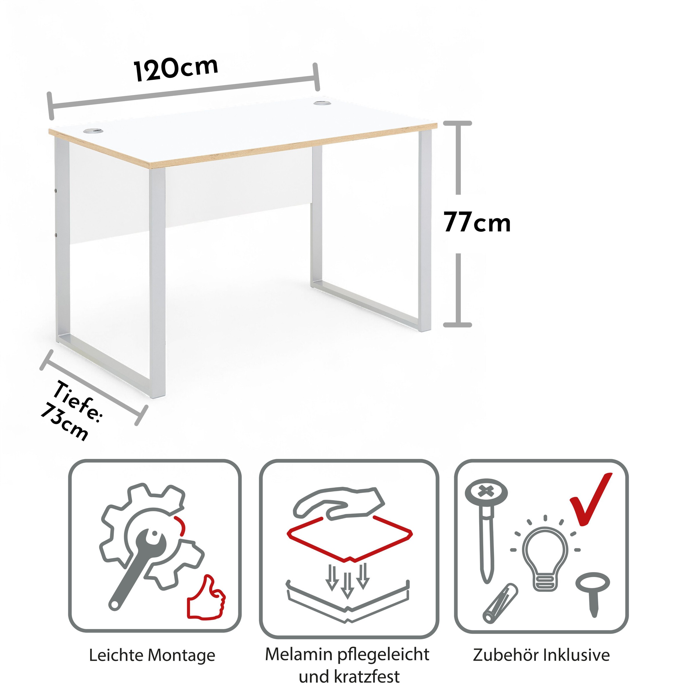 Innostyle Schreibtisch »Memphis Schreibtisch, 120x77x73cm (B/H/T)« 1 Stk. tlg. ABS-Kantenschutz, Soft Touch Oberfläche