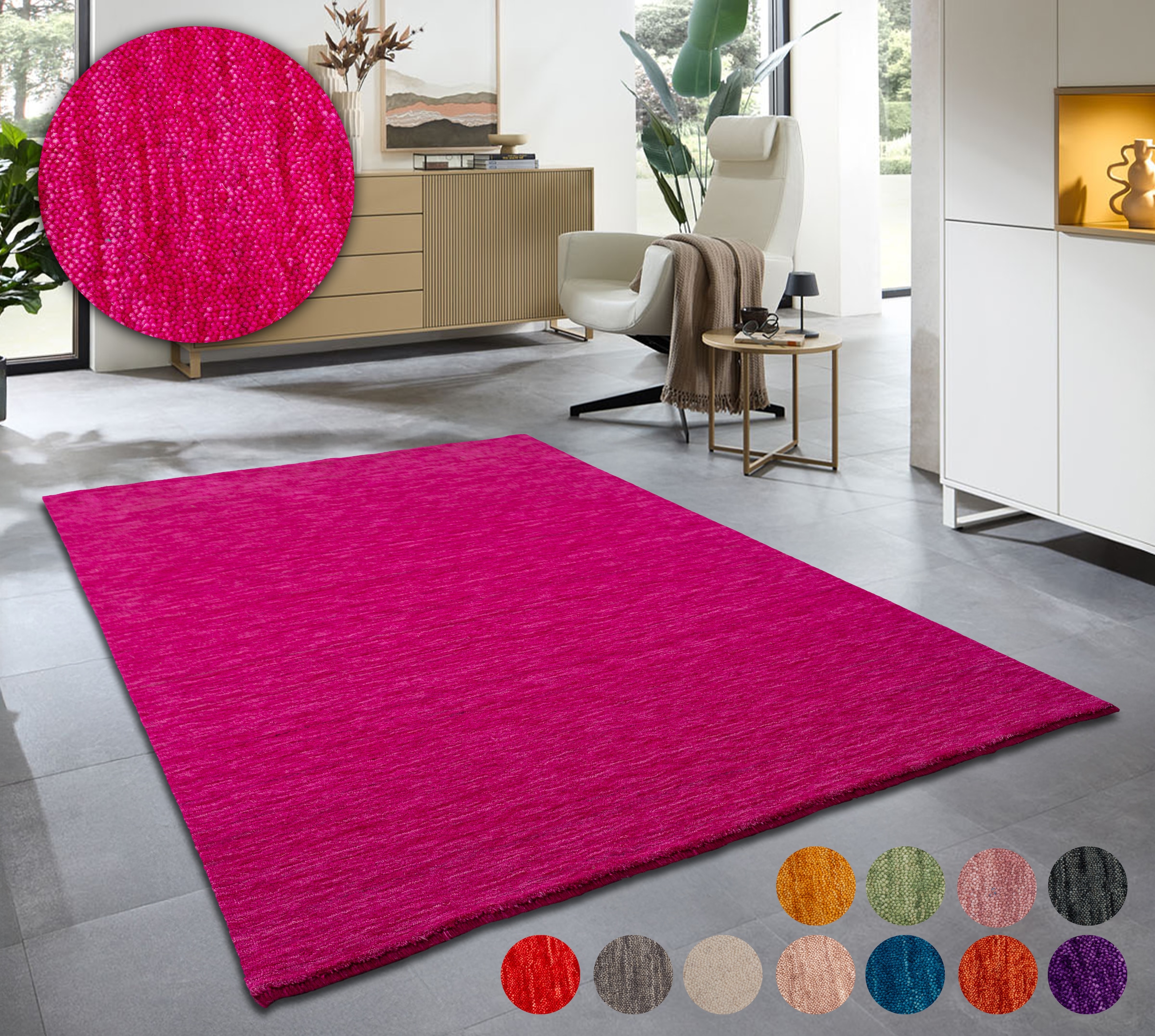 OTTO home Wollteppich "Karchau, Handwebteppich" rechteckig 13 mm Höhe reine Wolle, meliert, handgewebt, brilliante Farben