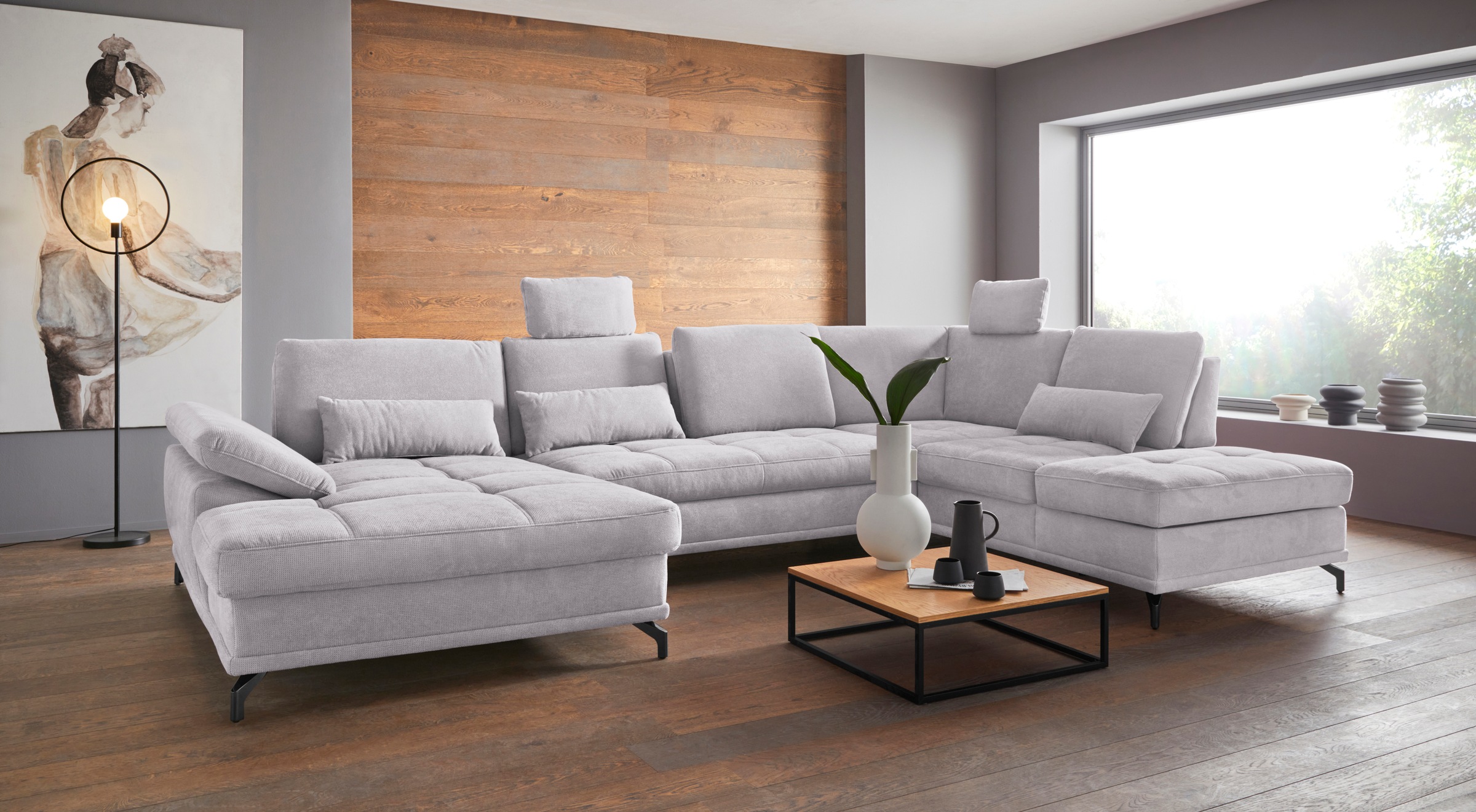 PLACES OF STYLE Wohnlandschaft "Costello U-Form, B: 363 cm mit Sitztiefen-, günstig online kaufen